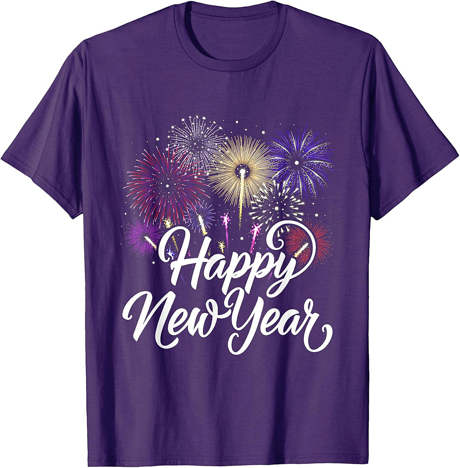 Happy New Year Fireworks T-Shirt Festive Unisex Tee