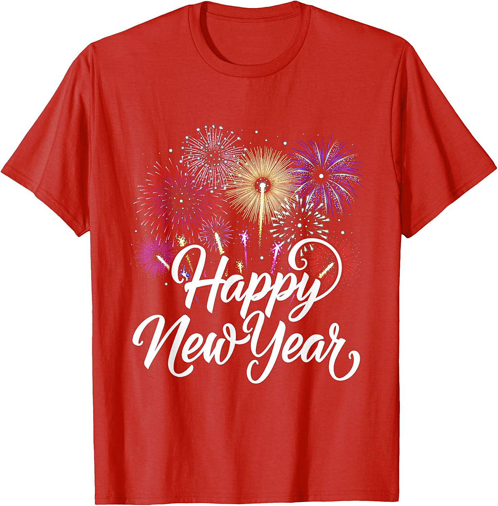 Happy New Year Fireworks T-Shirt Festive Unisex Tee