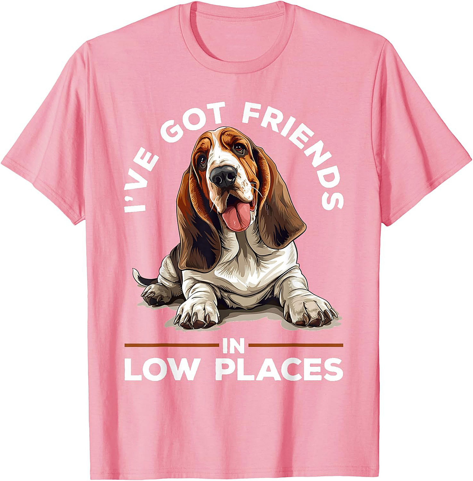Funny Basset Hound Graphic Tee - I've Got Friends in Low Places Shirt