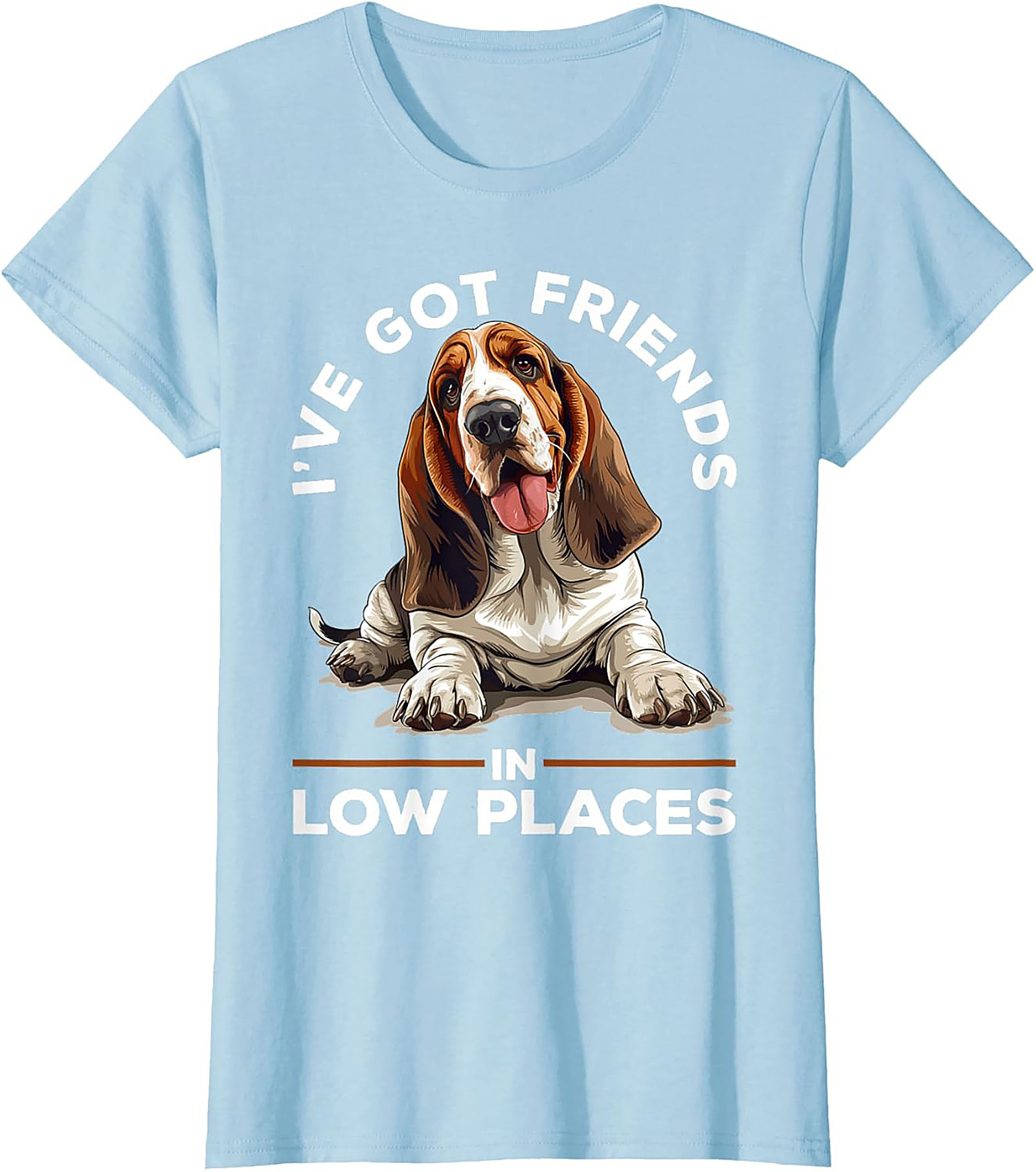 Funny Basset Hound Graphic Tee - I've Got Friends in Low Places Shirt