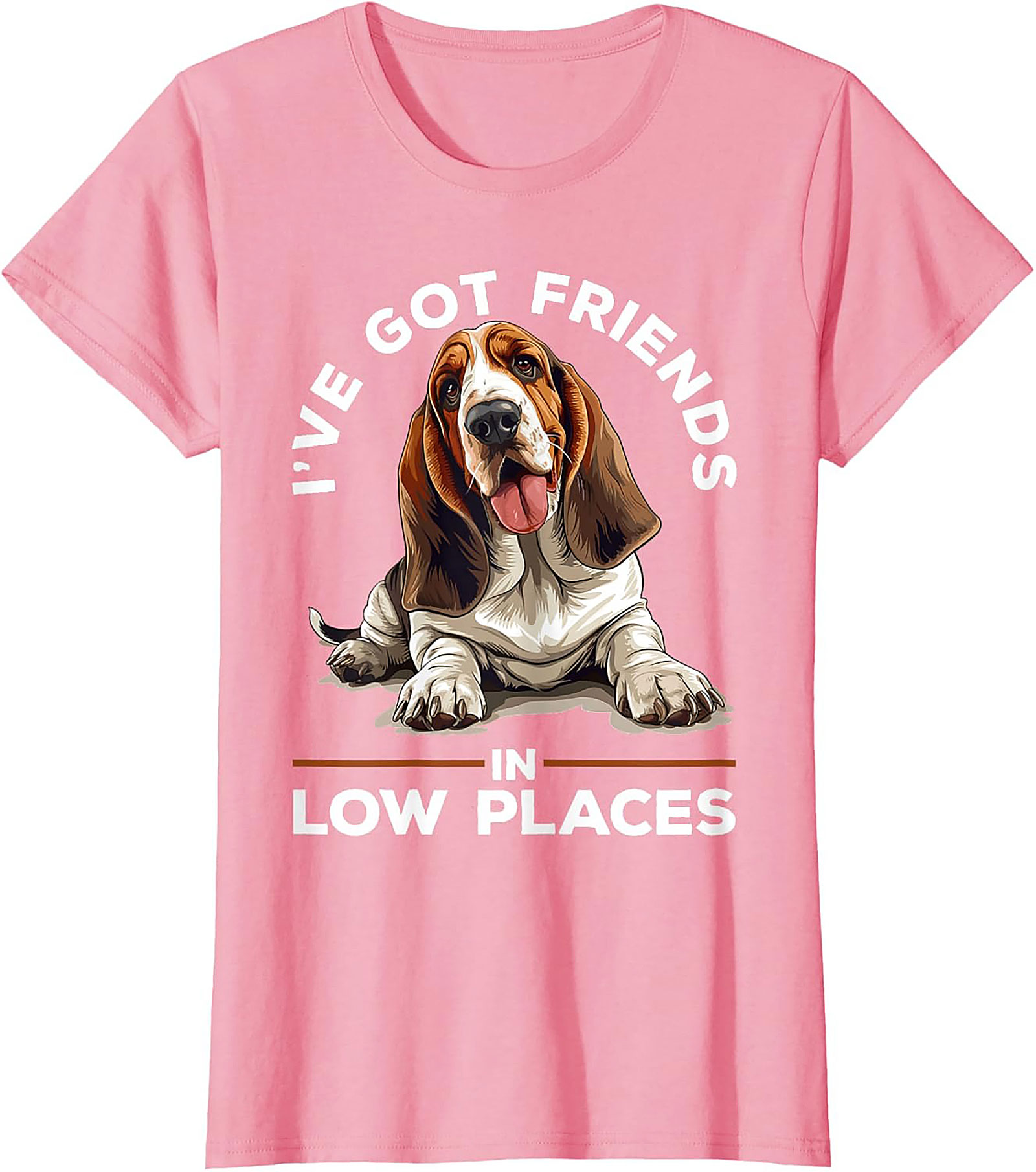 Funny Basset Hound Graphic Tee - I've Got Friends in Low Places Shirt