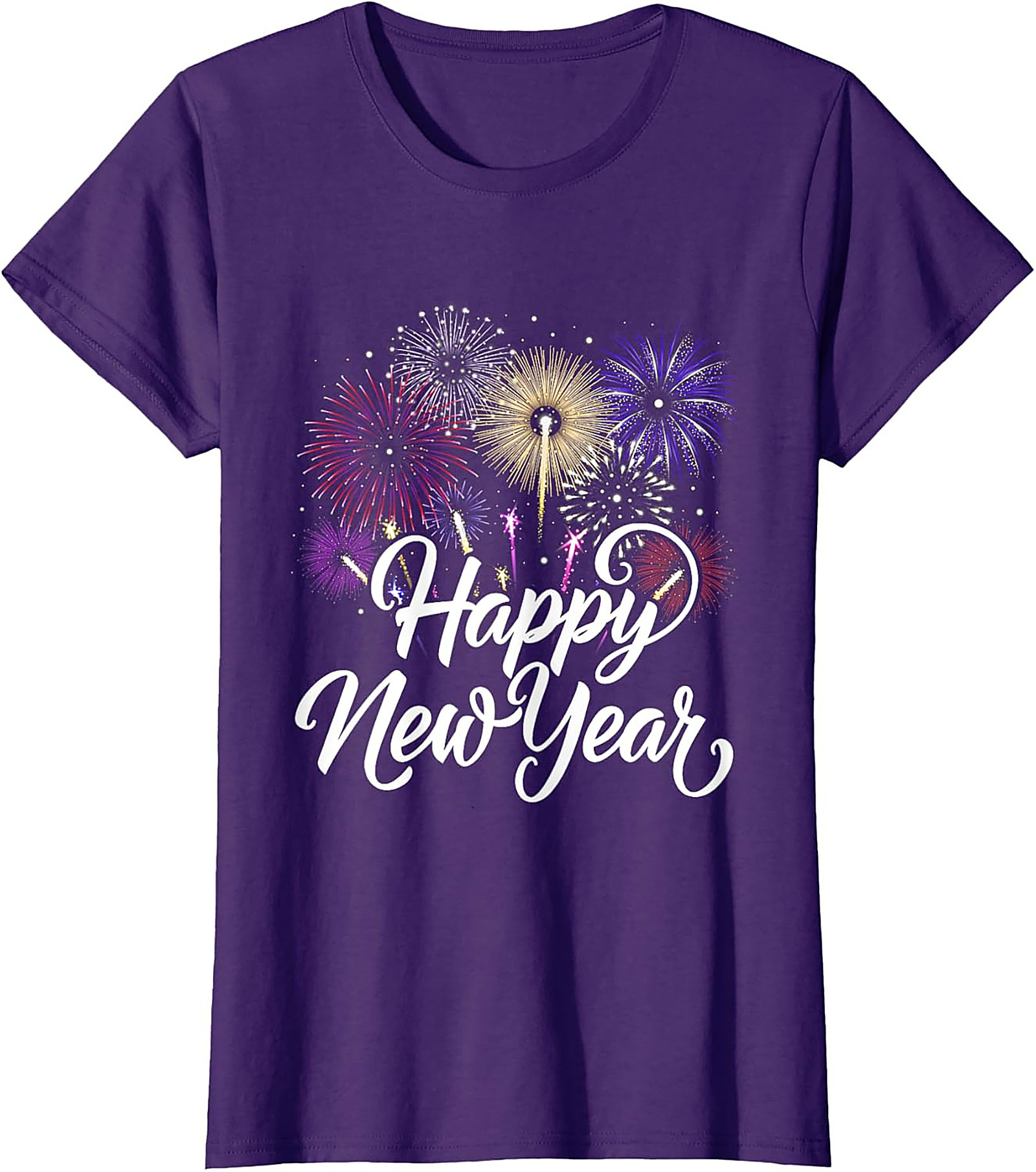 Happy New Year Fireworks T-Shirt Festive Unisex Tee