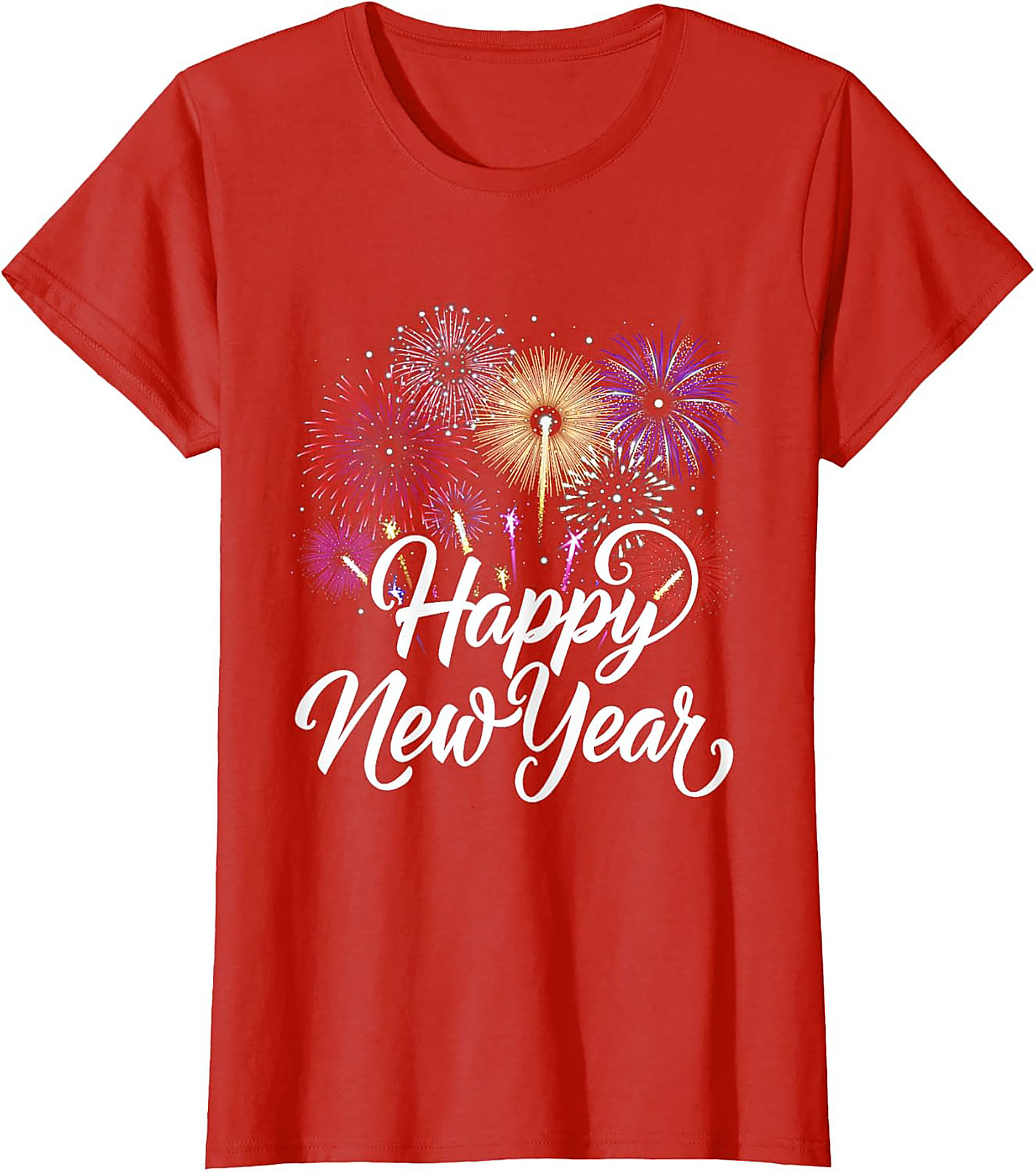 Happy New Year Fireworks T-Shirt Festive Unisex Tee