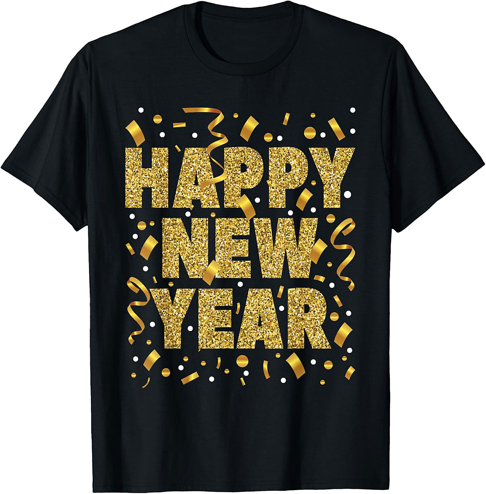 Gold Happy New Year Graphic Tee Festive Unisex Shirt