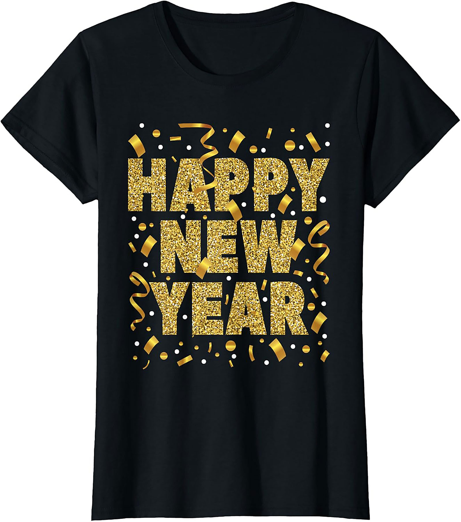 Gold Happy New Year Graphic Tee Festive Unisex Shirt