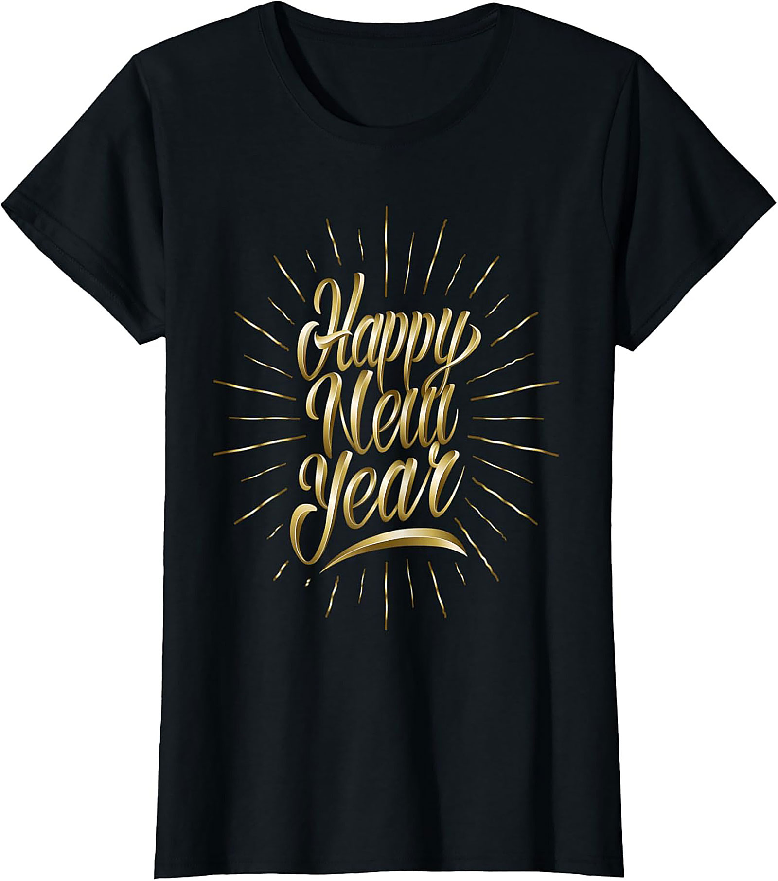 Golden Happy New Year T-shirt Festive Graphic Tee