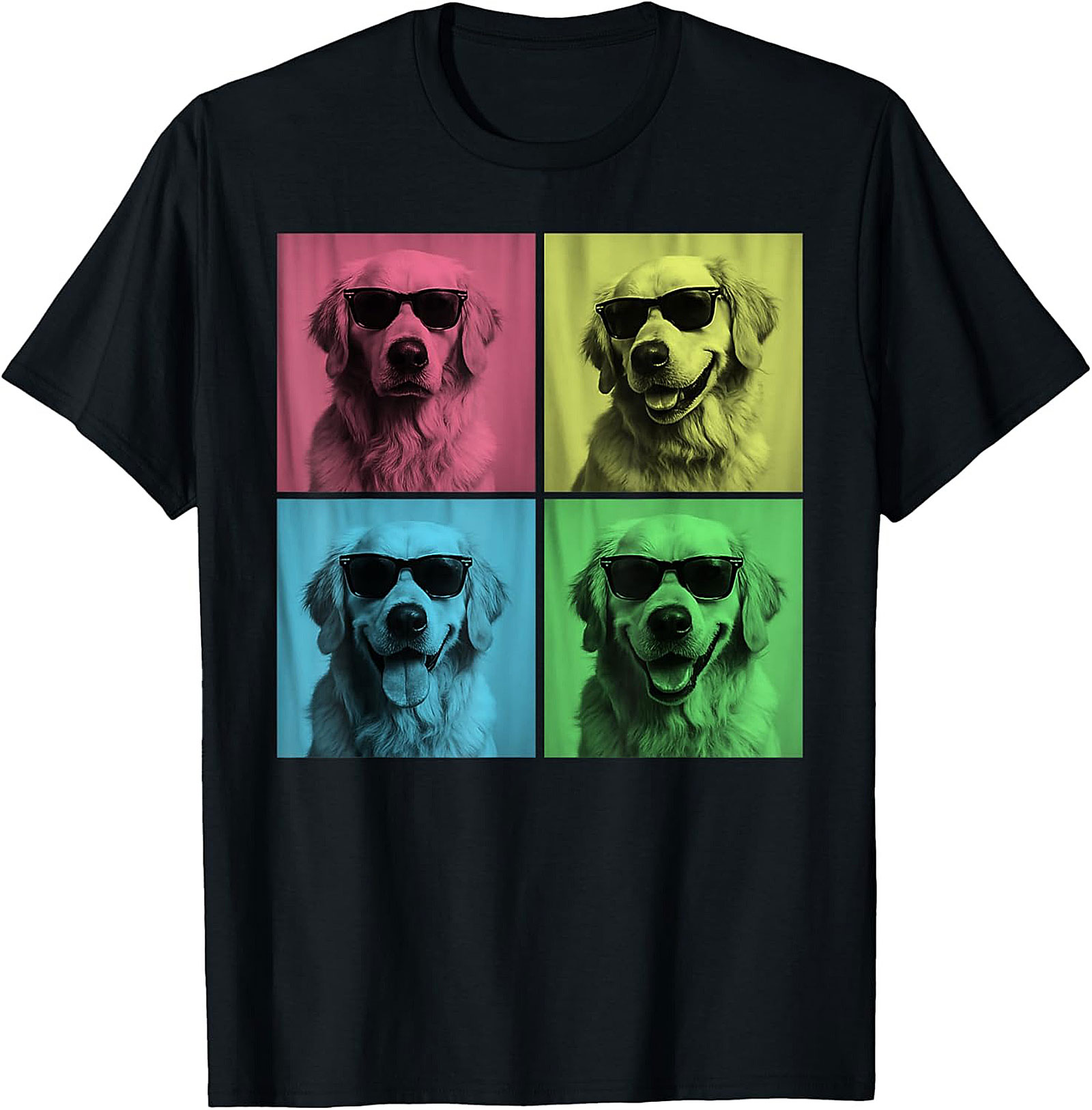 Pop Art Golden Retriever Graphic Tee: The Cool Dog Warhol Style Unisex Shirt