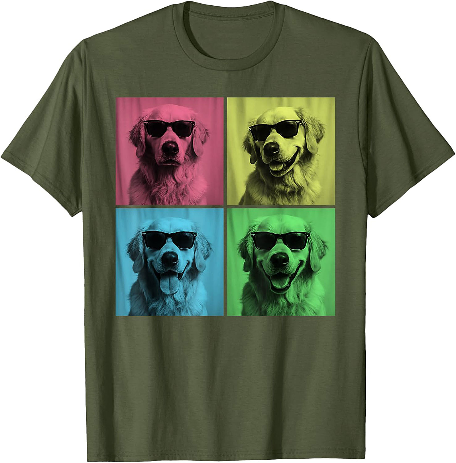 Pop Art Golden Retriever Graphic Tee: The Cool Dog Warhol Style Unisex Shirt