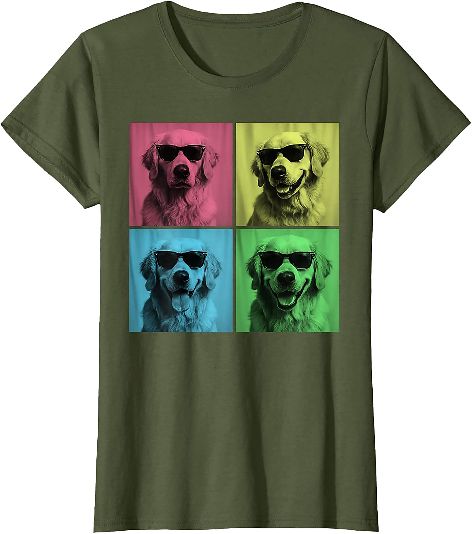 Pop Art Golden Retriever Graphic Tee: The Cool Dog Warhol Style Unisex Shirt