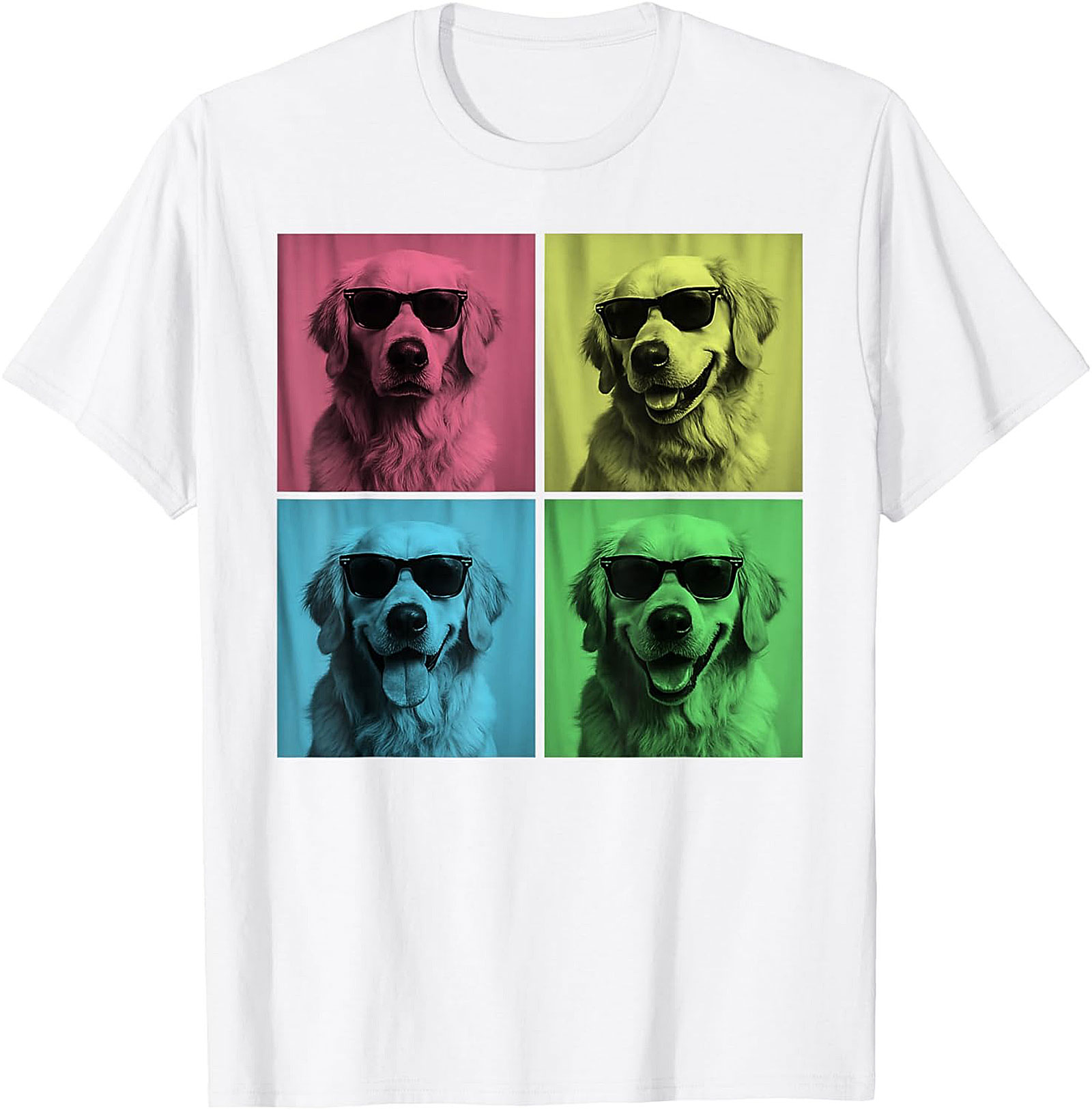Pop Art Golden Retriever Graphic Tee: The Cool Dog Warhol Style Unisex Shirt
