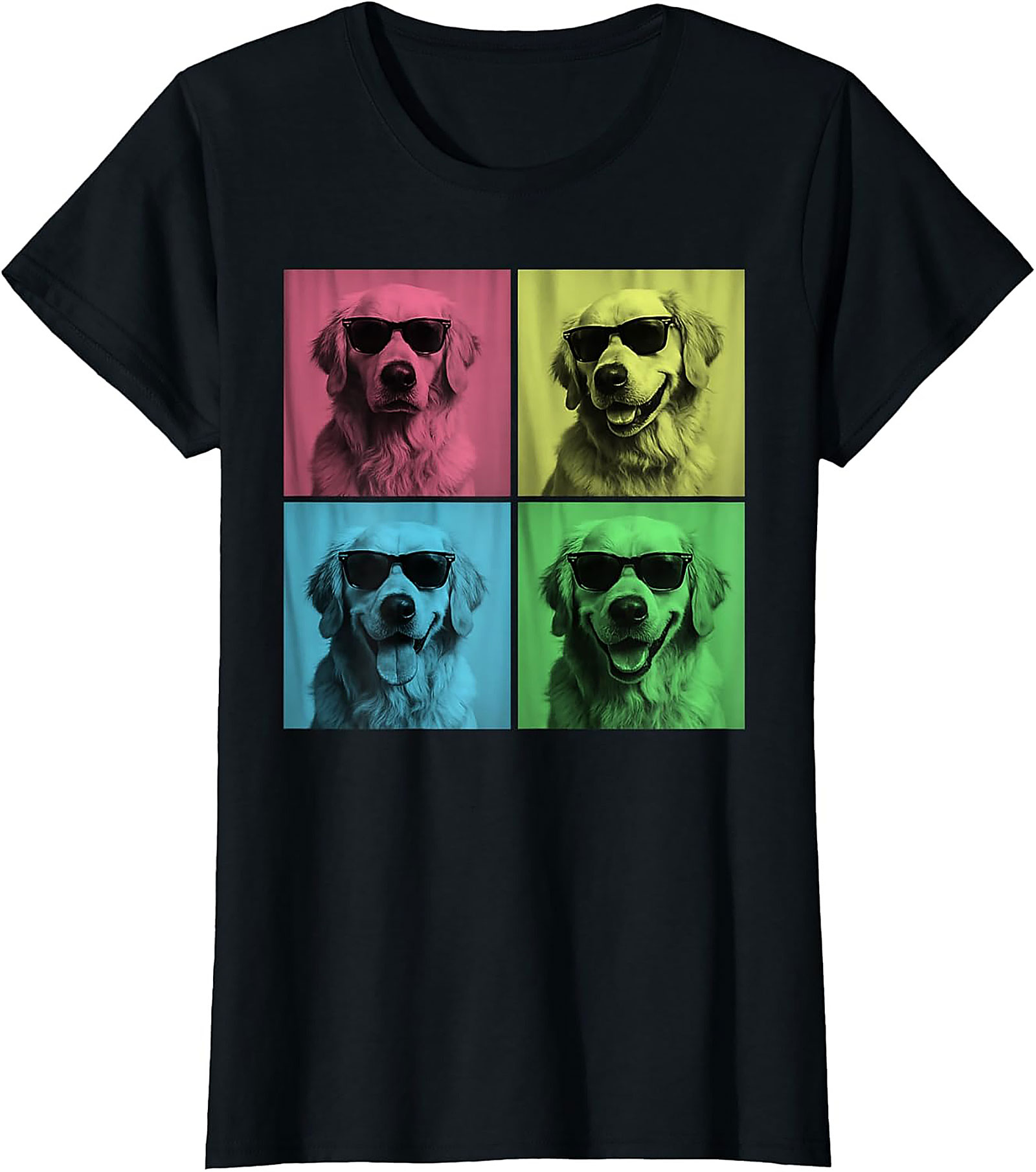Pop Art Golden Retriever Graphic Tee: The Cool Dog Warhol Style Unisex Shirt