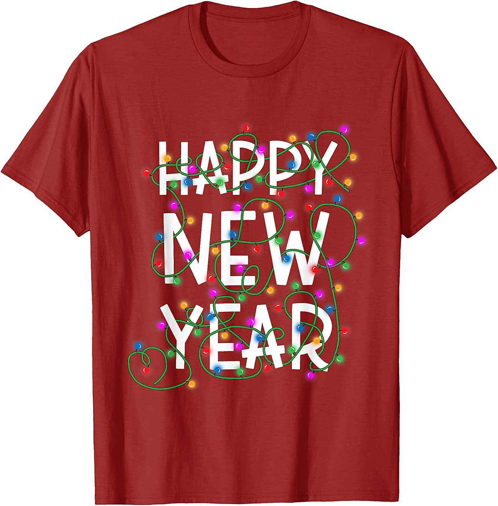Happy New Year T-Shirt Festive Lights Graphic Tee