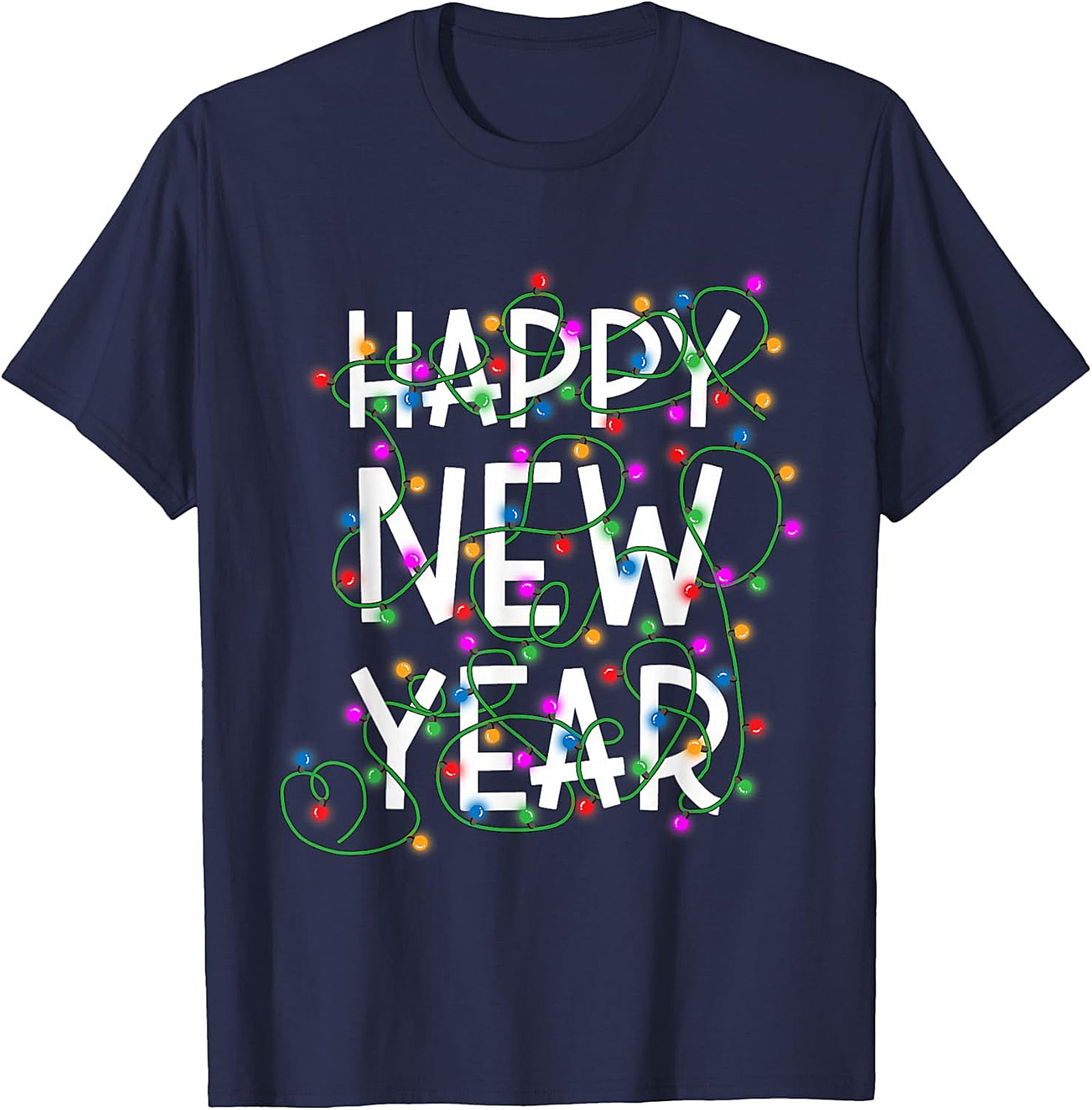 Happy New Year T-Shirt Festive Lights Graphic Tee