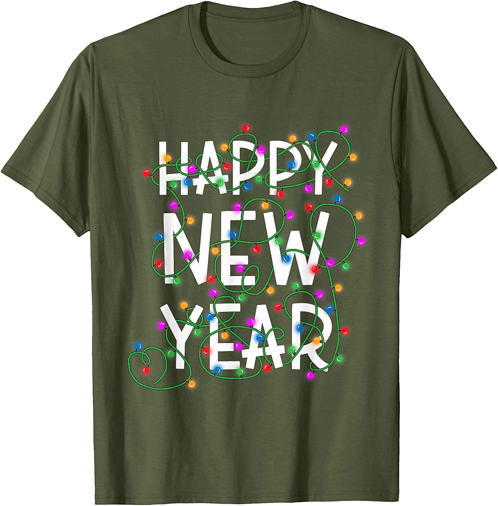 Happy New Year T-Shirt Festive Lights Graphic Tee