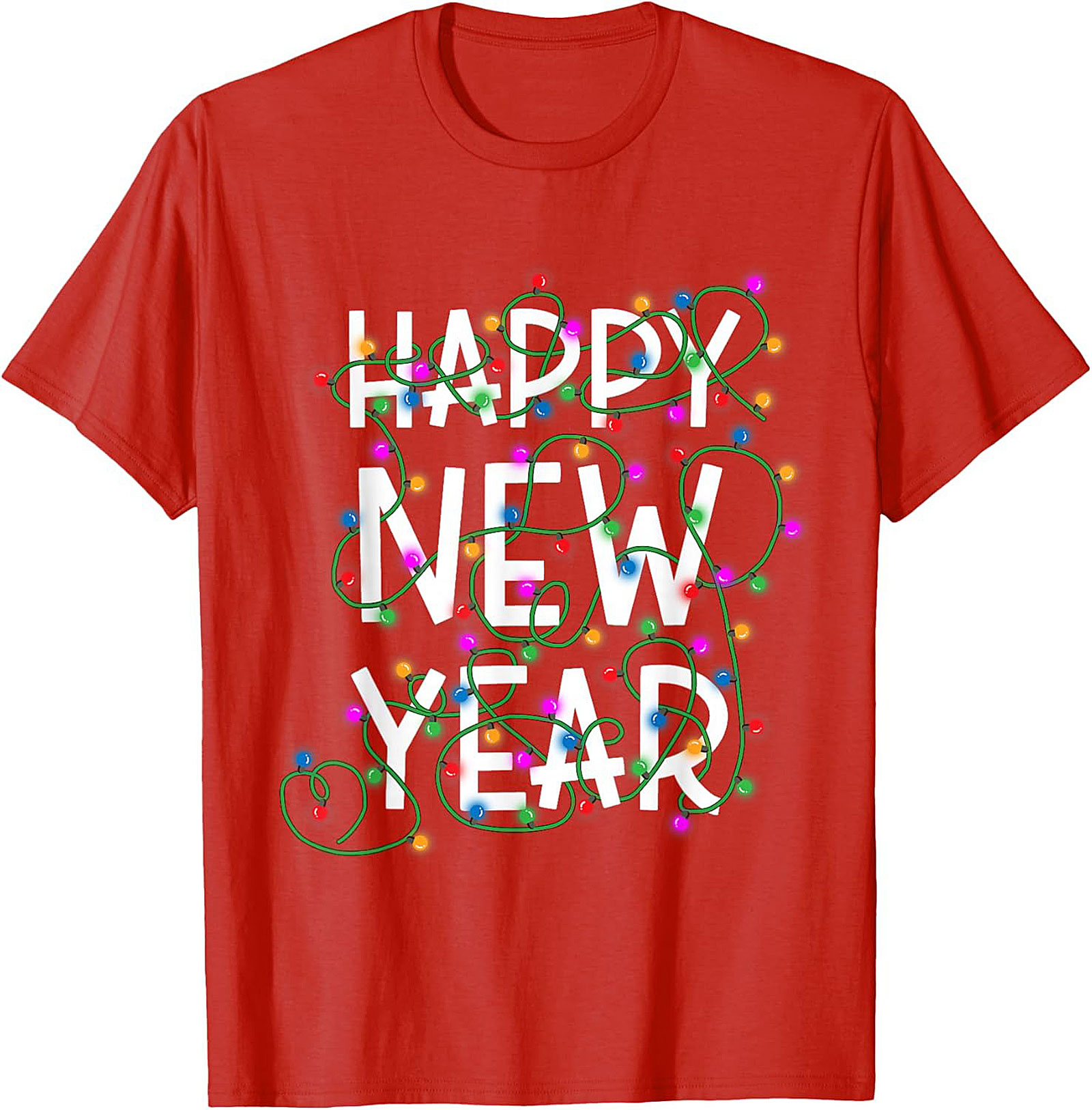 Happy New Year T-Shirt Festive Lights Graphic Tee