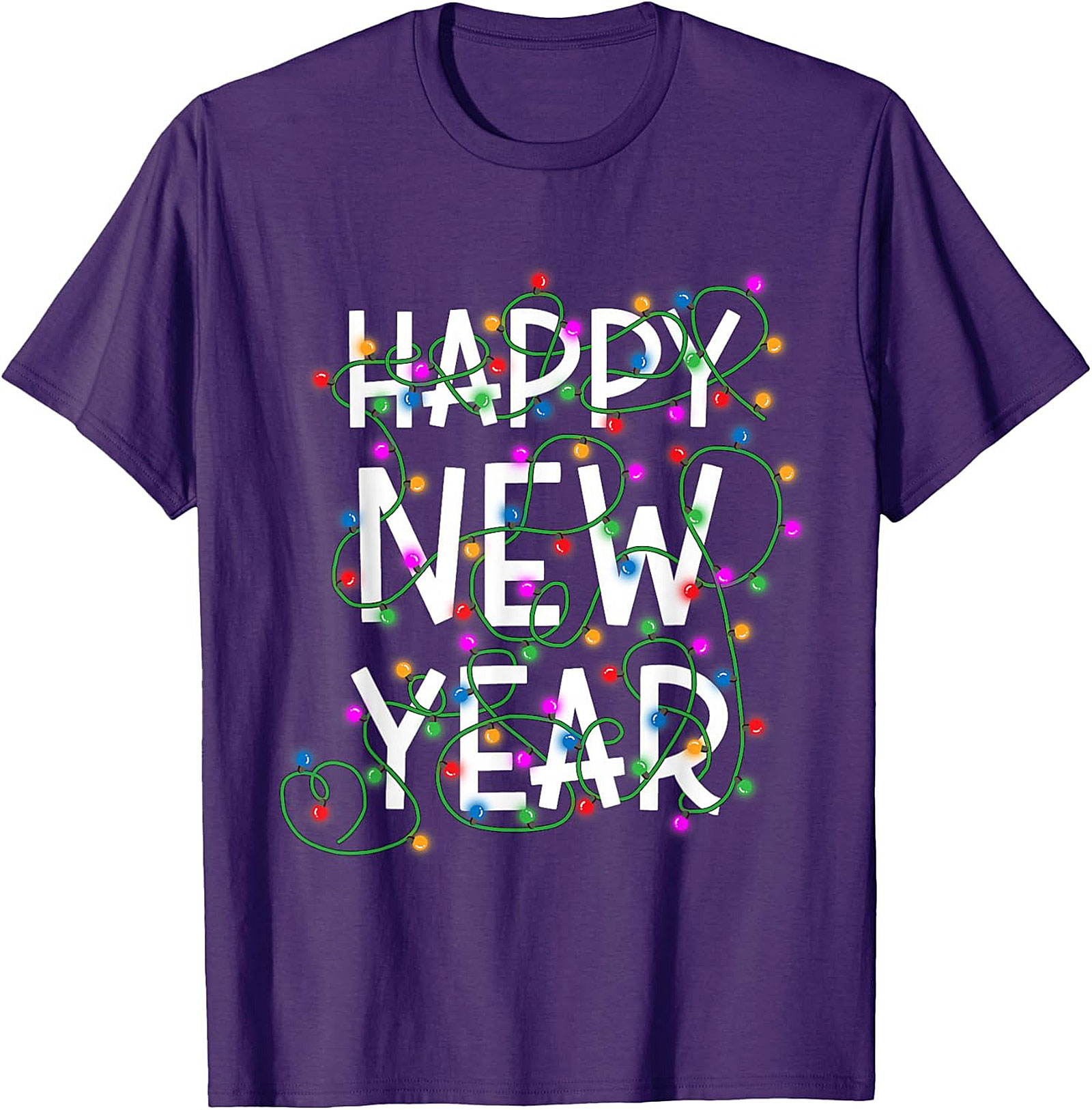 Happy New Year T-Shirt Festive Lights Graphic Tee