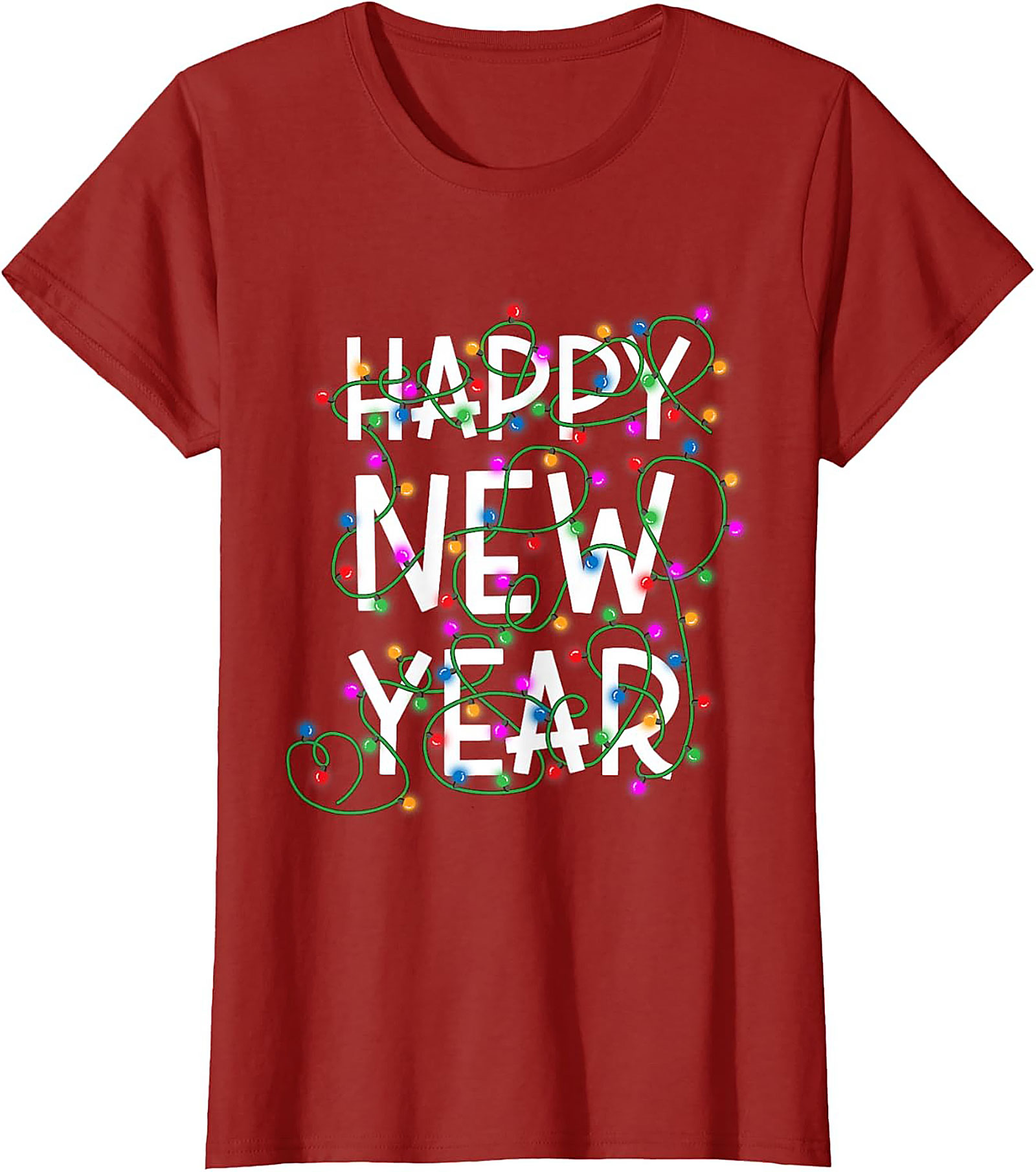 Happy New Year T-Shirt Festive Lights Graphic Tee