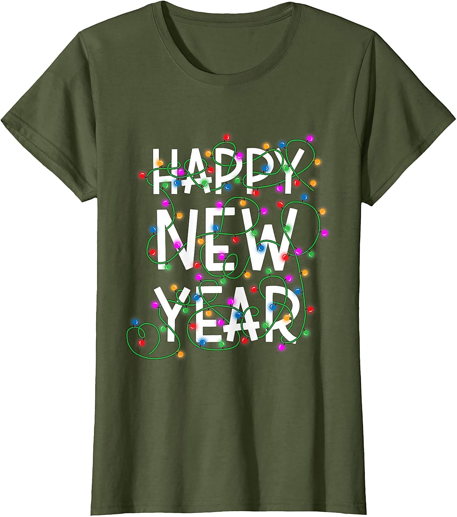 Happy New Year T-Shirt Festive Lights Graphic Tee