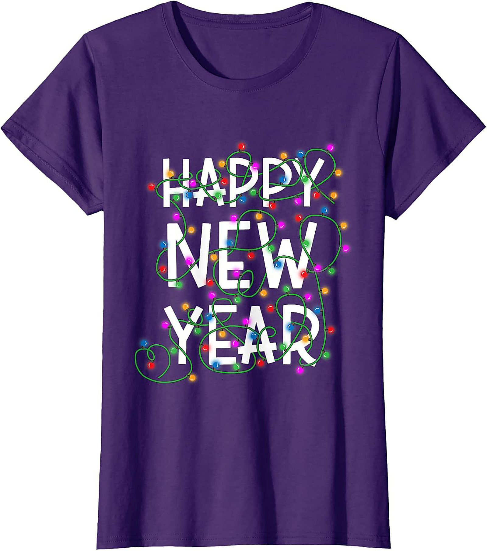 Happy New Year T-Shirt Festive Lights Graphic Tee