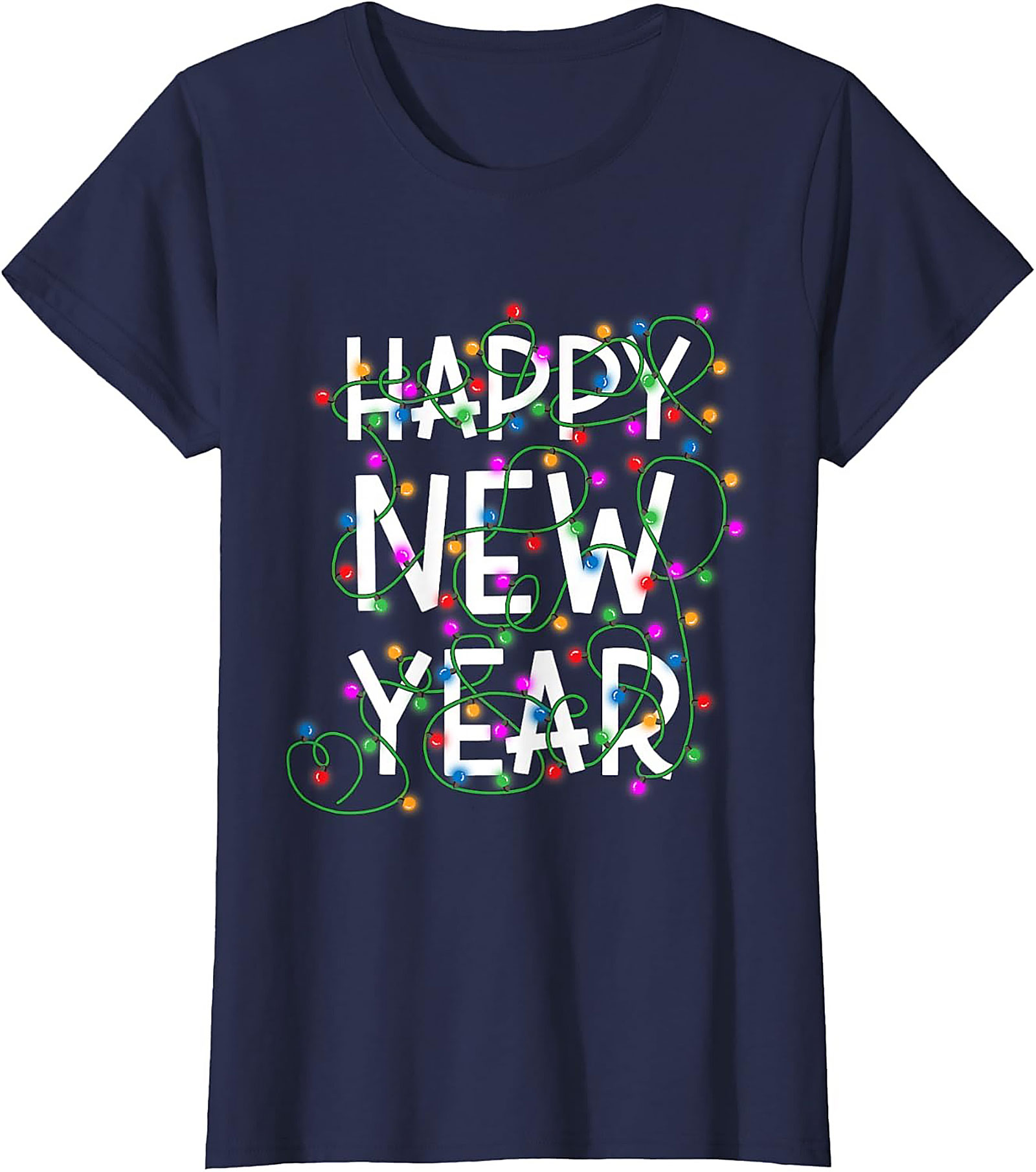 Happy New Year T-Shirt Festive Lights Graphic Tee