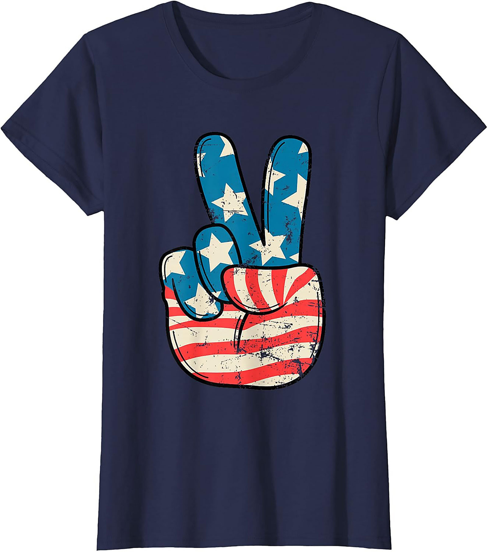 American Flag Peace Sign T-shirt | Vintage Patriotic Tee