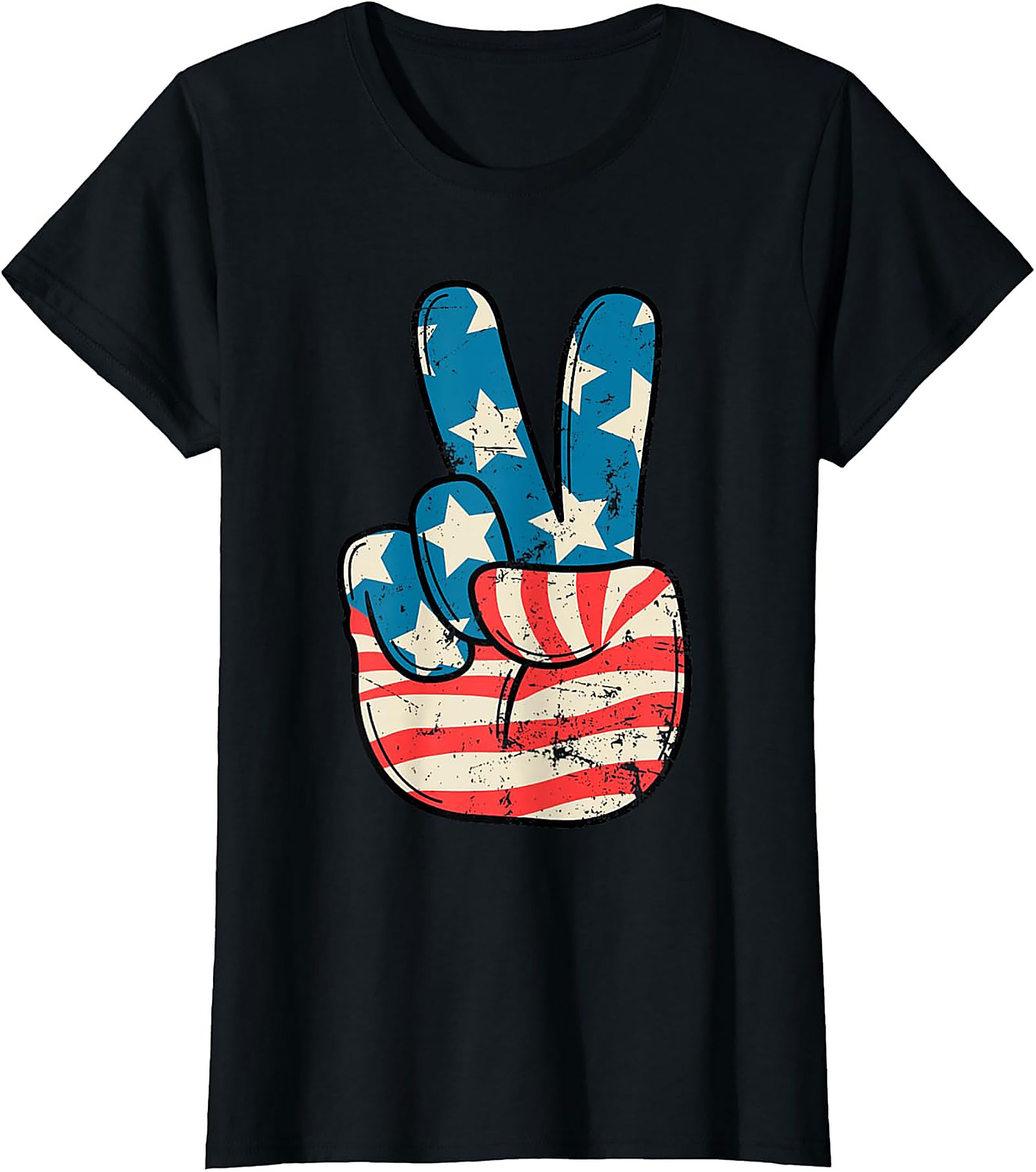 American Flag Peace Sign T-shirt | Vintage Patriotic Tee