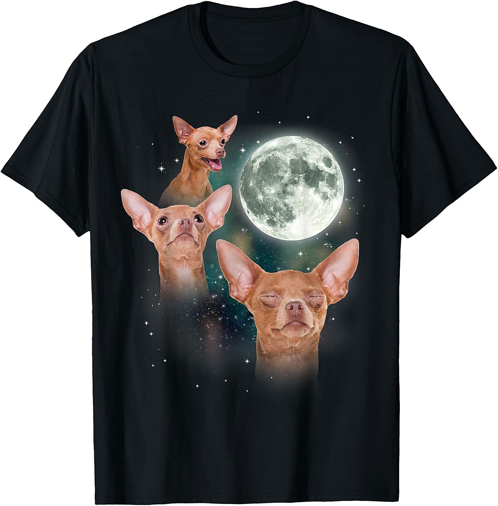 Chihuahua Moon Graphic Tee: The Mystical Wolf Pack Funny Dog Lover Unisex Shirt