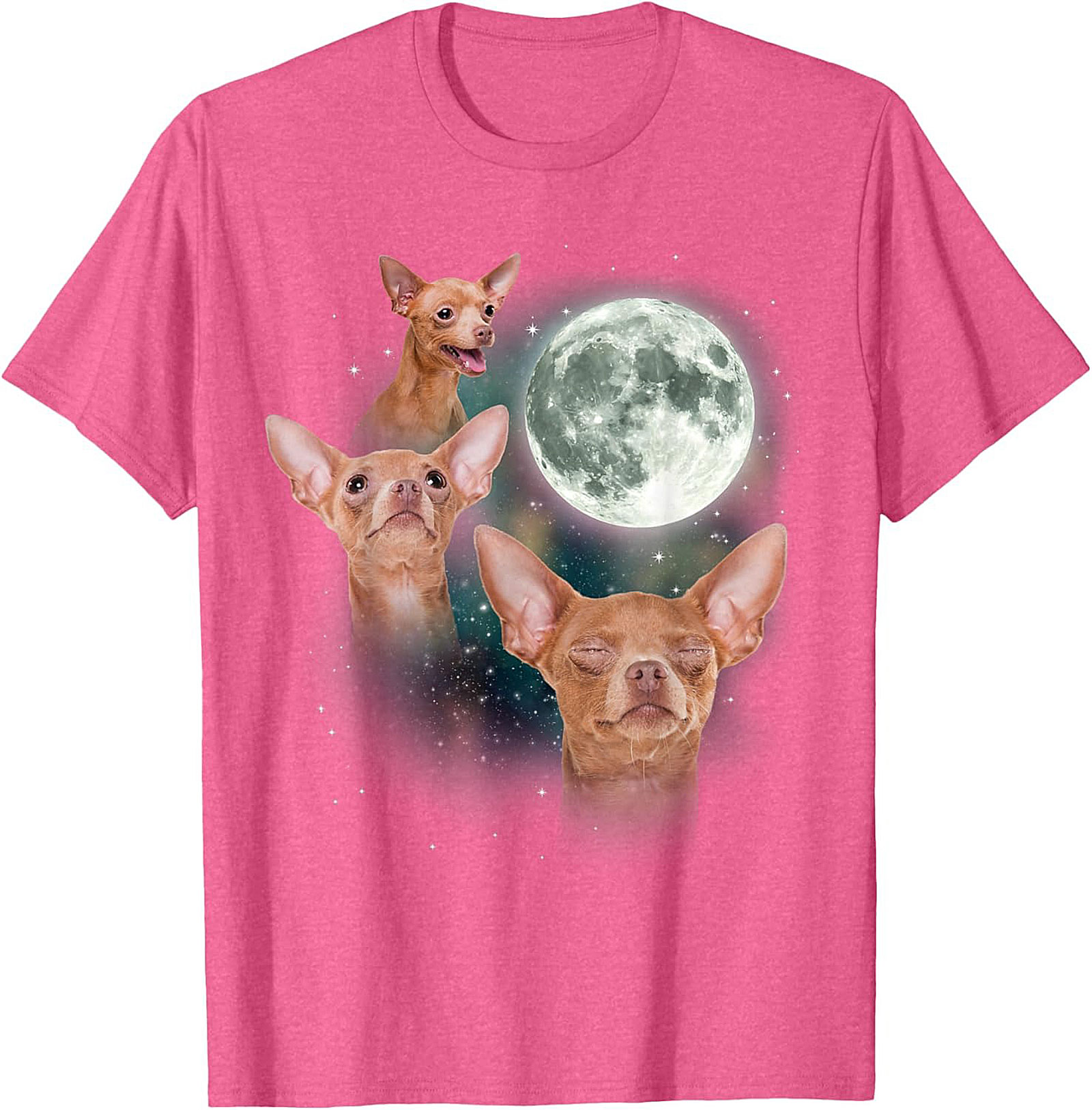 Chihuahua Moon Graphic Tee: The Mystical Wolf Pack Funny Dog Lover Unisex Shirt