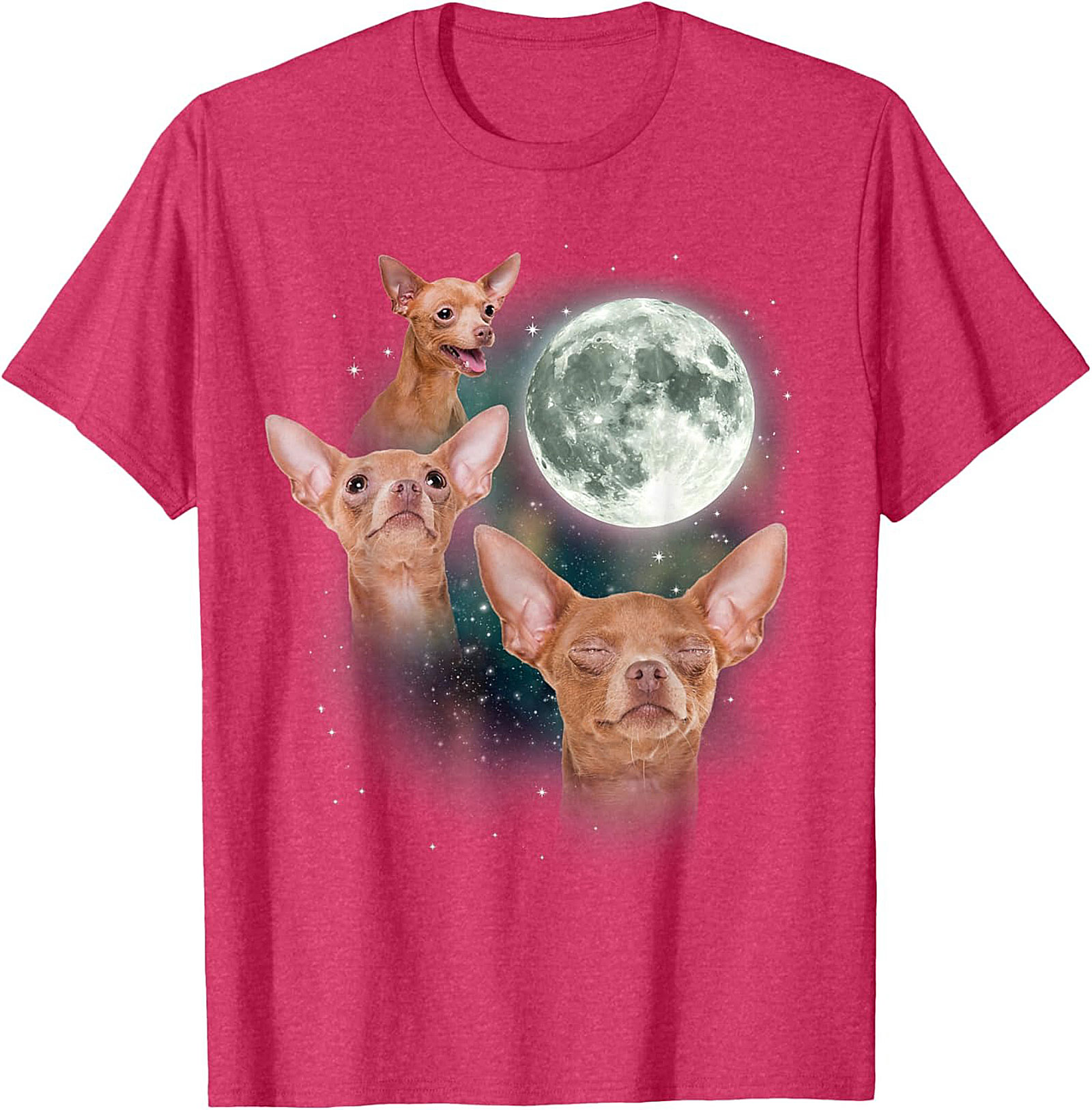Chihuahua Moon Graphic Tee: The Mystical Wolf Pack Funny Dog Lover Unisex Shirt