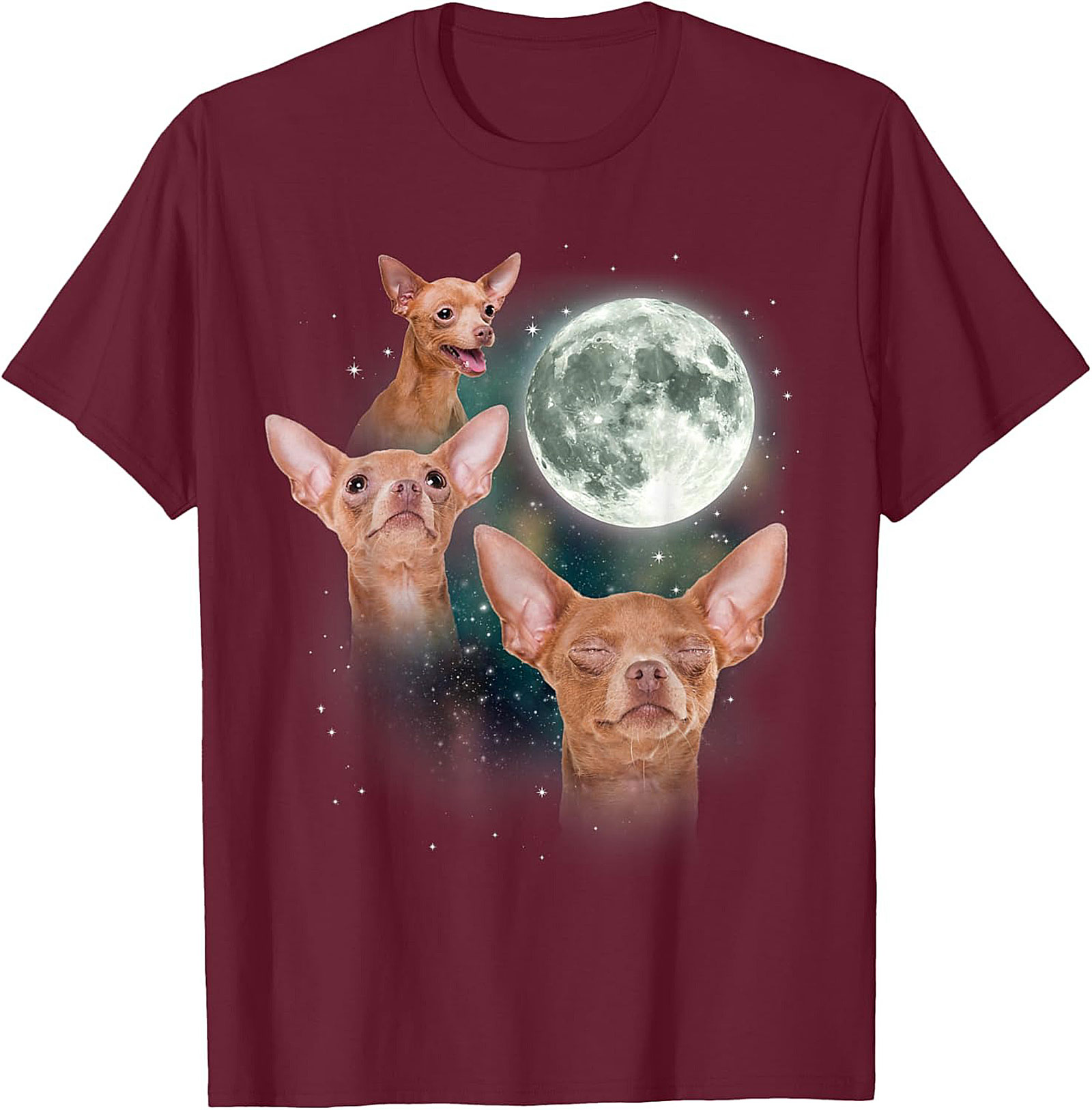 Chihuahua Moon Graphic Tee: The Mystical Wolf Pack Funny Dog Lover Unisex Shirt