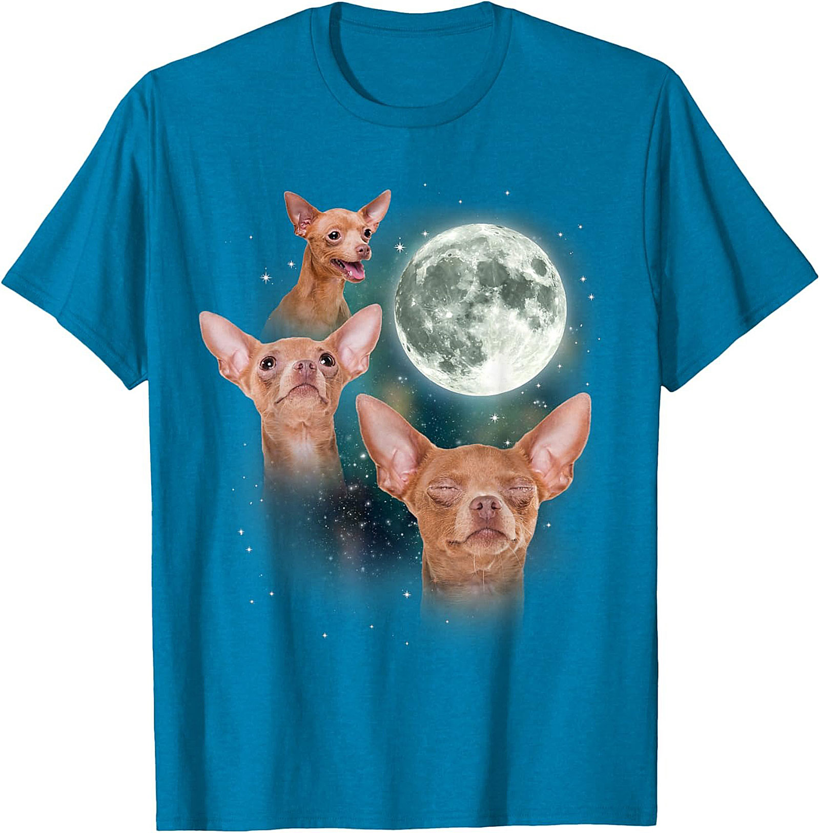 Chihuahua Moon Graphic Tee: The Mystical Wolf Pack Funny Dog Lover Unisex Shirt