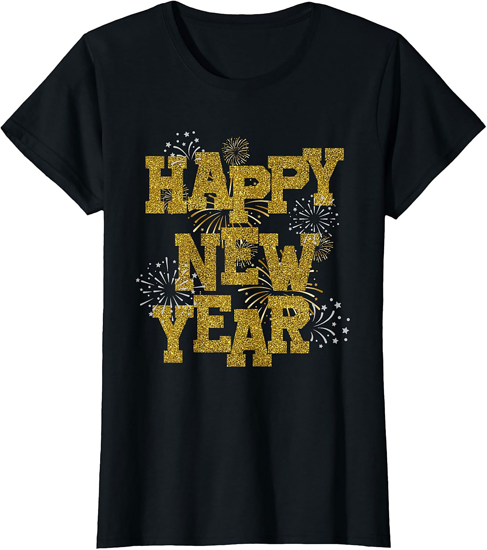 Happy New Year T-shirt Gold Sparkle Graphic Tee