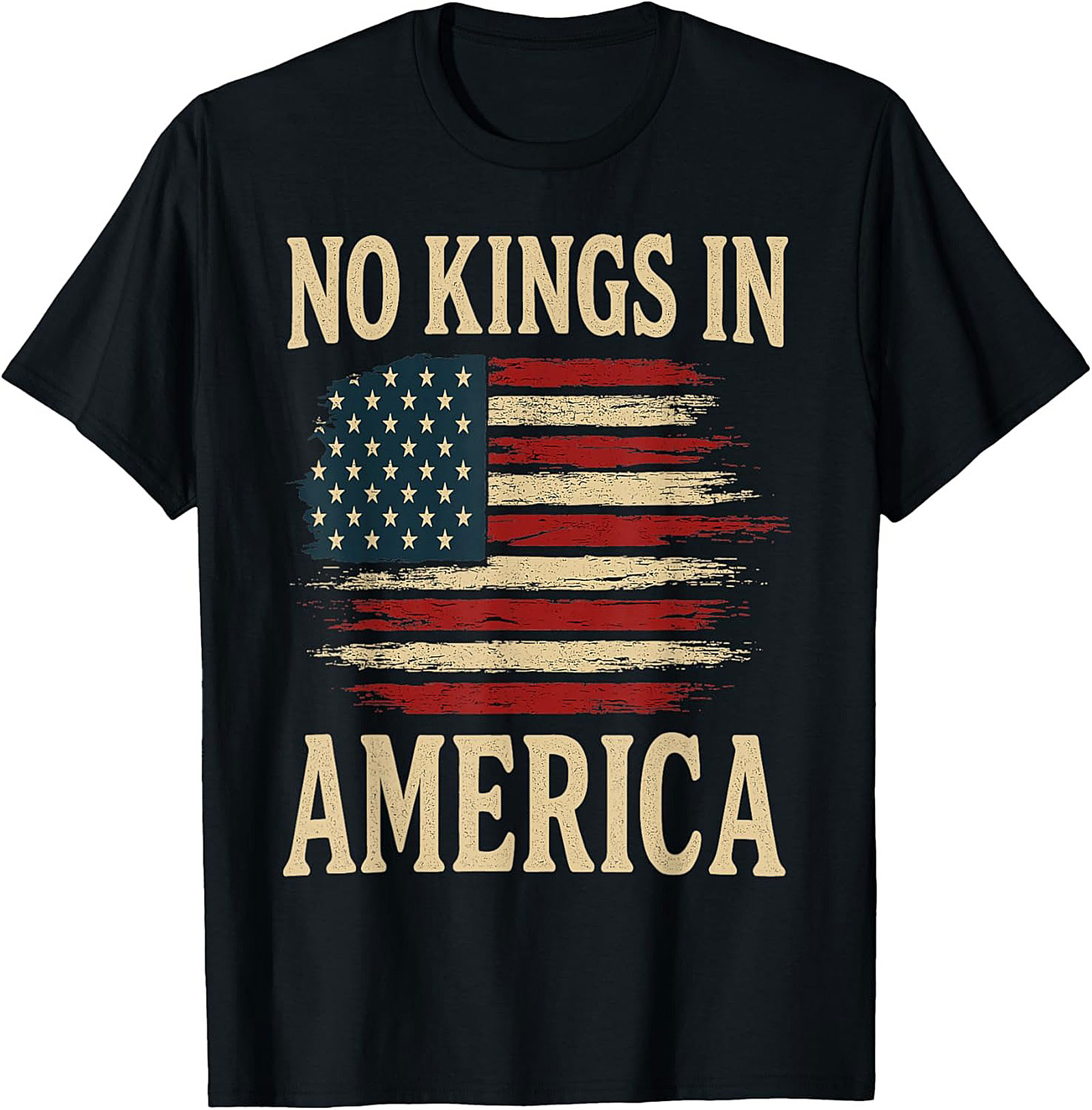 No Kings In America T-Shirt | Patriotic Flag Graphic Tee