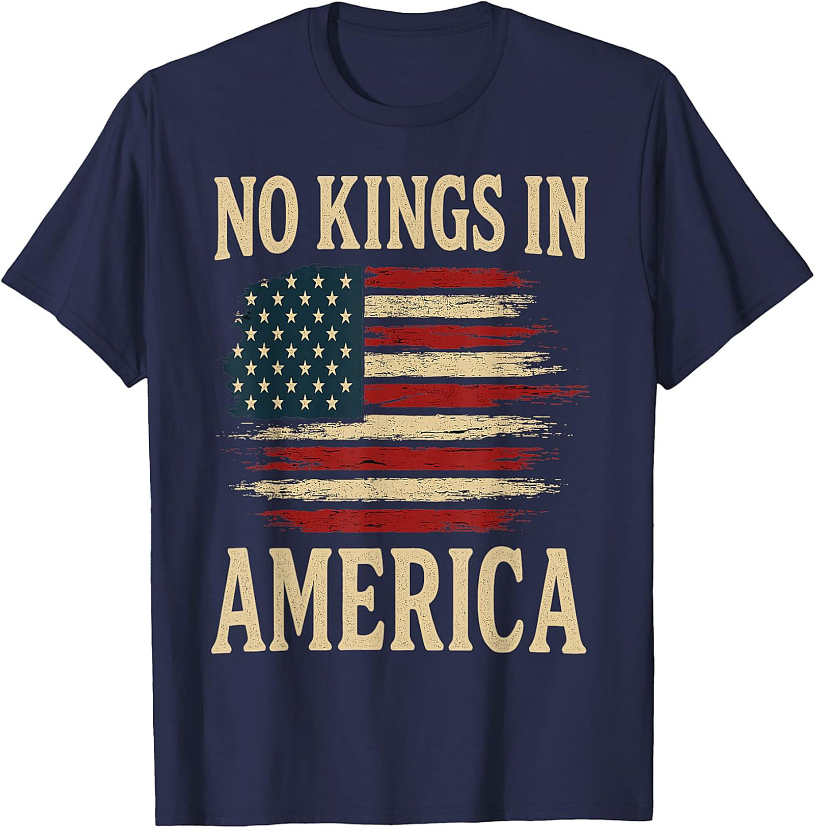 No Kings In America T-Shirt | Patriotic Flag Graphic Tee