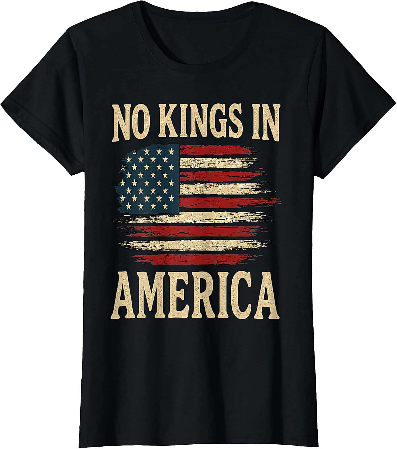 No Kings In America T-Shirt | Patriotic Flag Graphic Tee