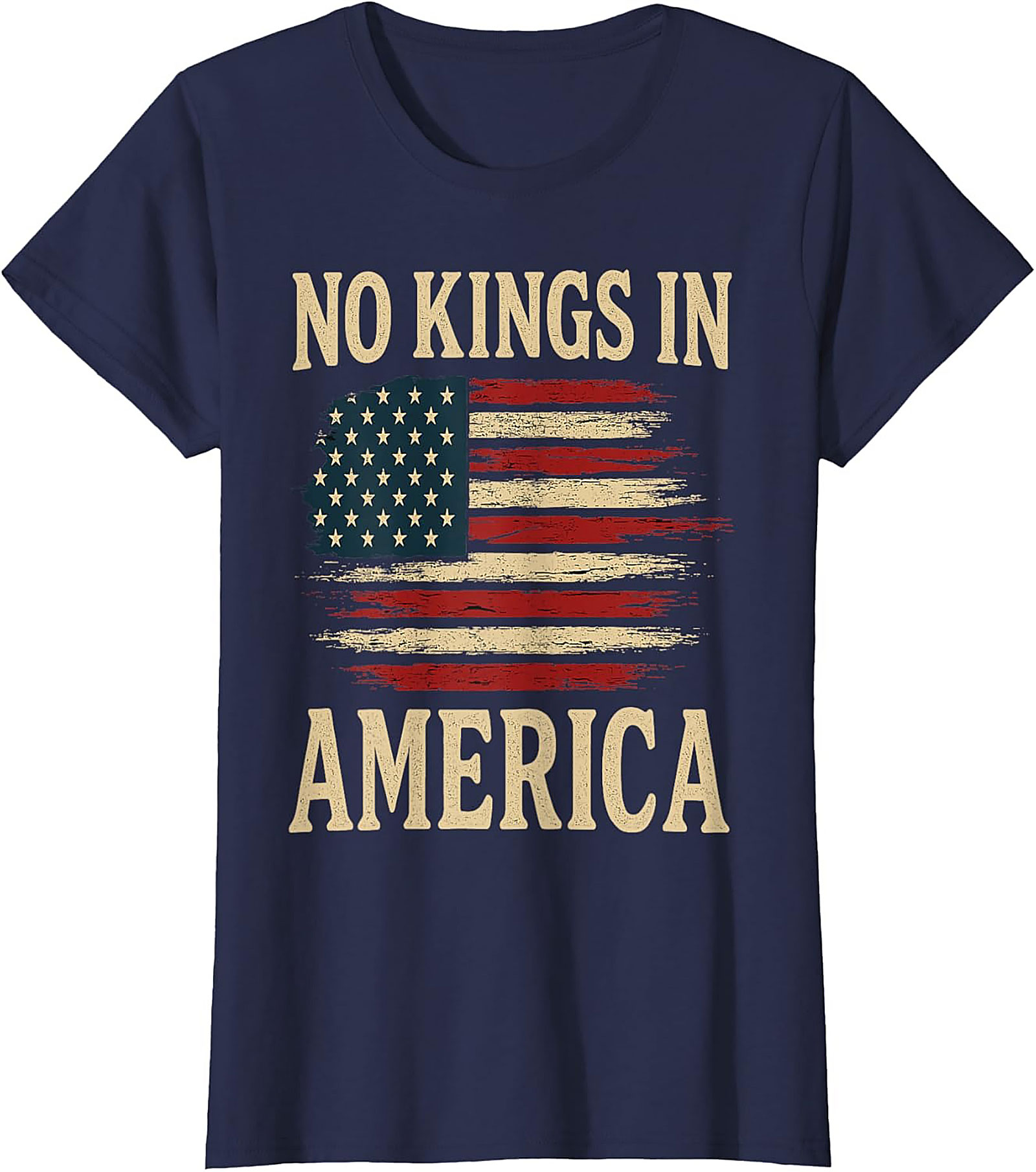 No Kings In America T-Shirt | Patriotic Flag Graphic Tee