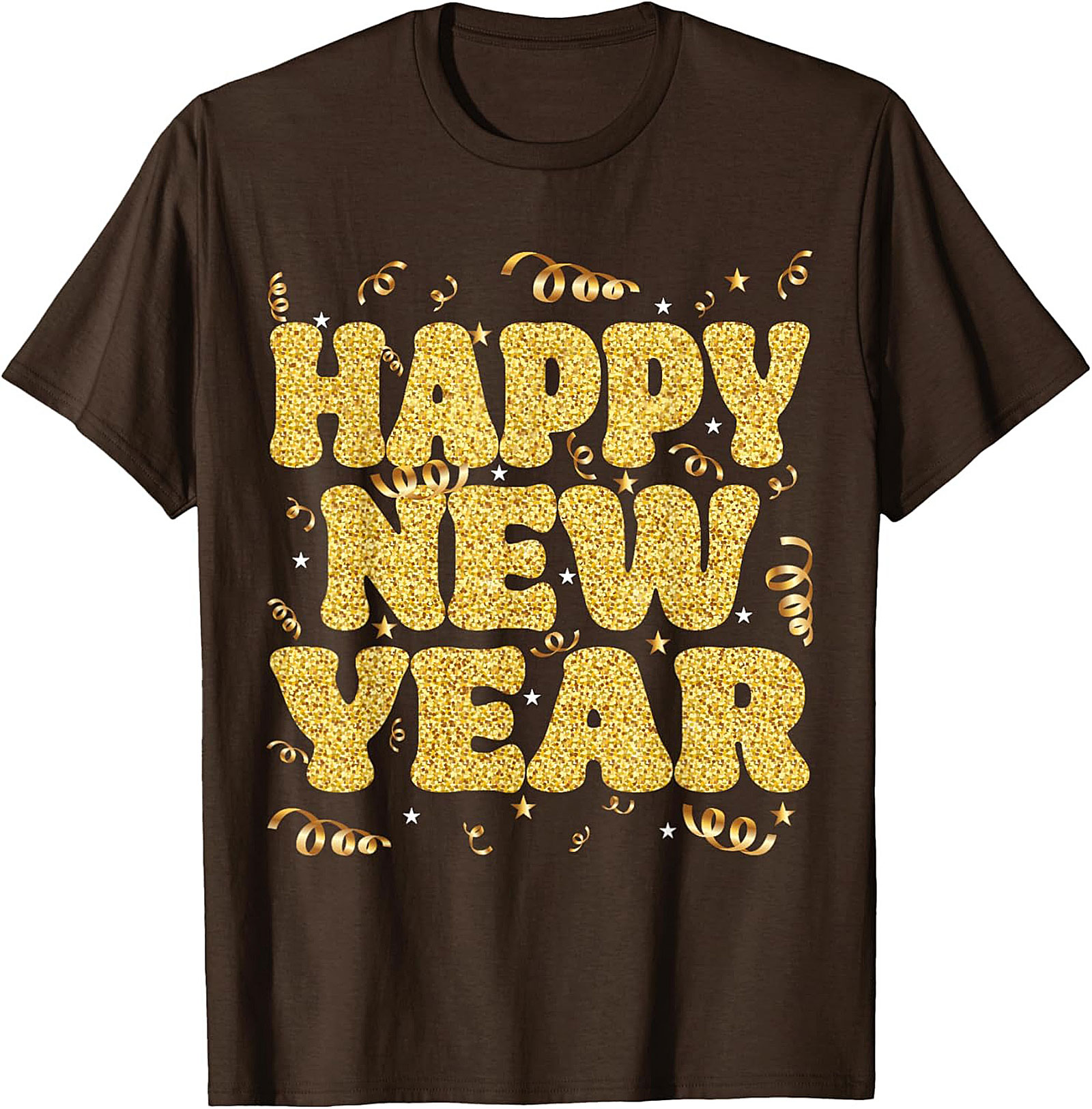 Happy New Year Glitter Graphic Tee Celebration Shirt