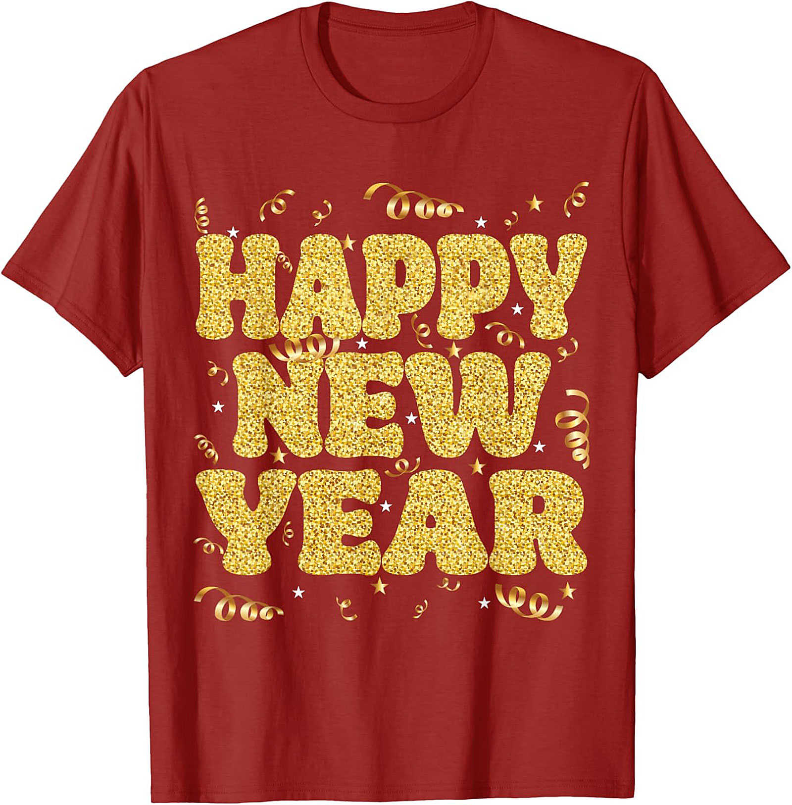 Happy New Year Glitter Graphic Tee Celebration Shirt