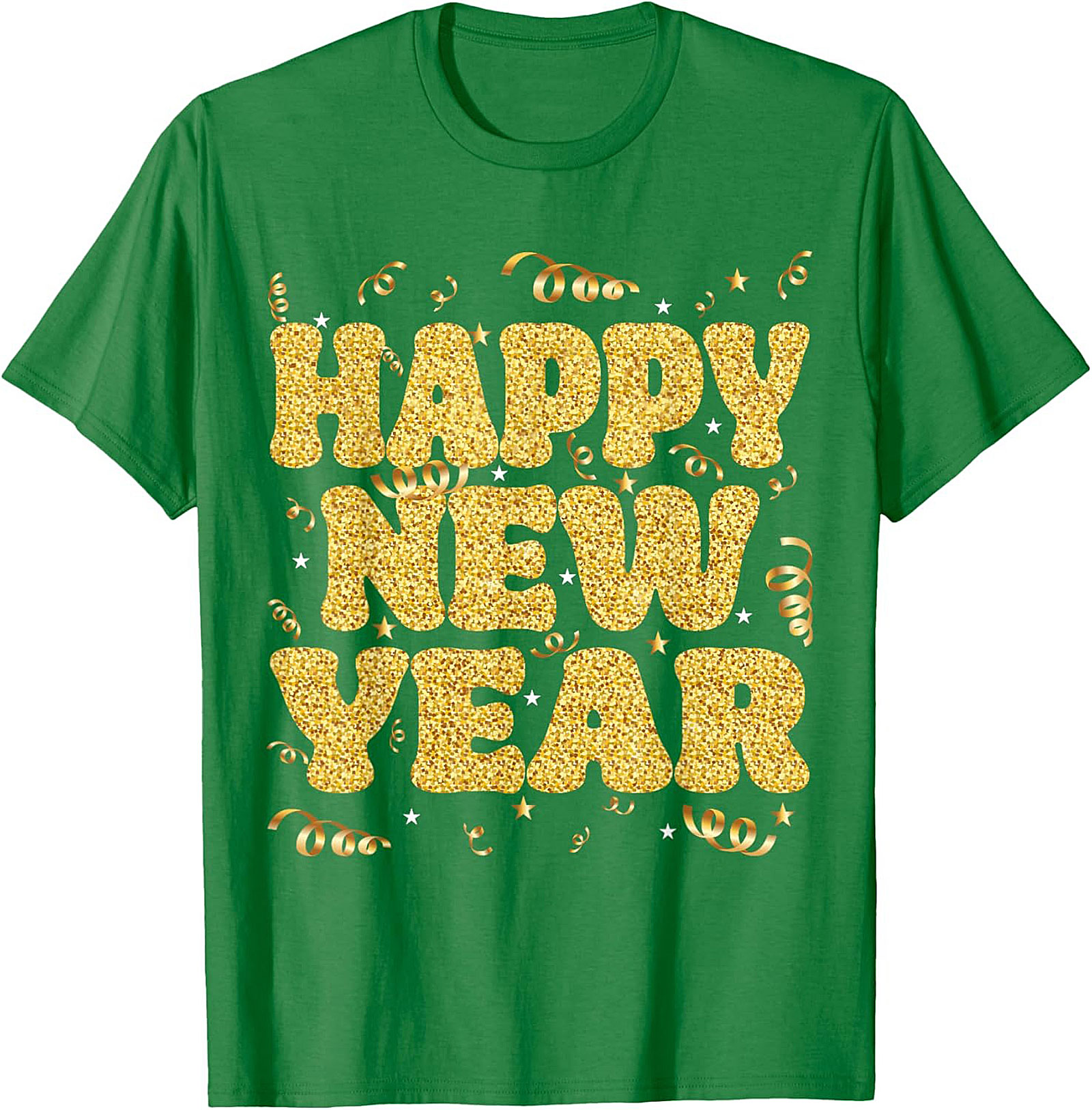 Happy New Year Glitter Graphic Tee Celebration Shirt