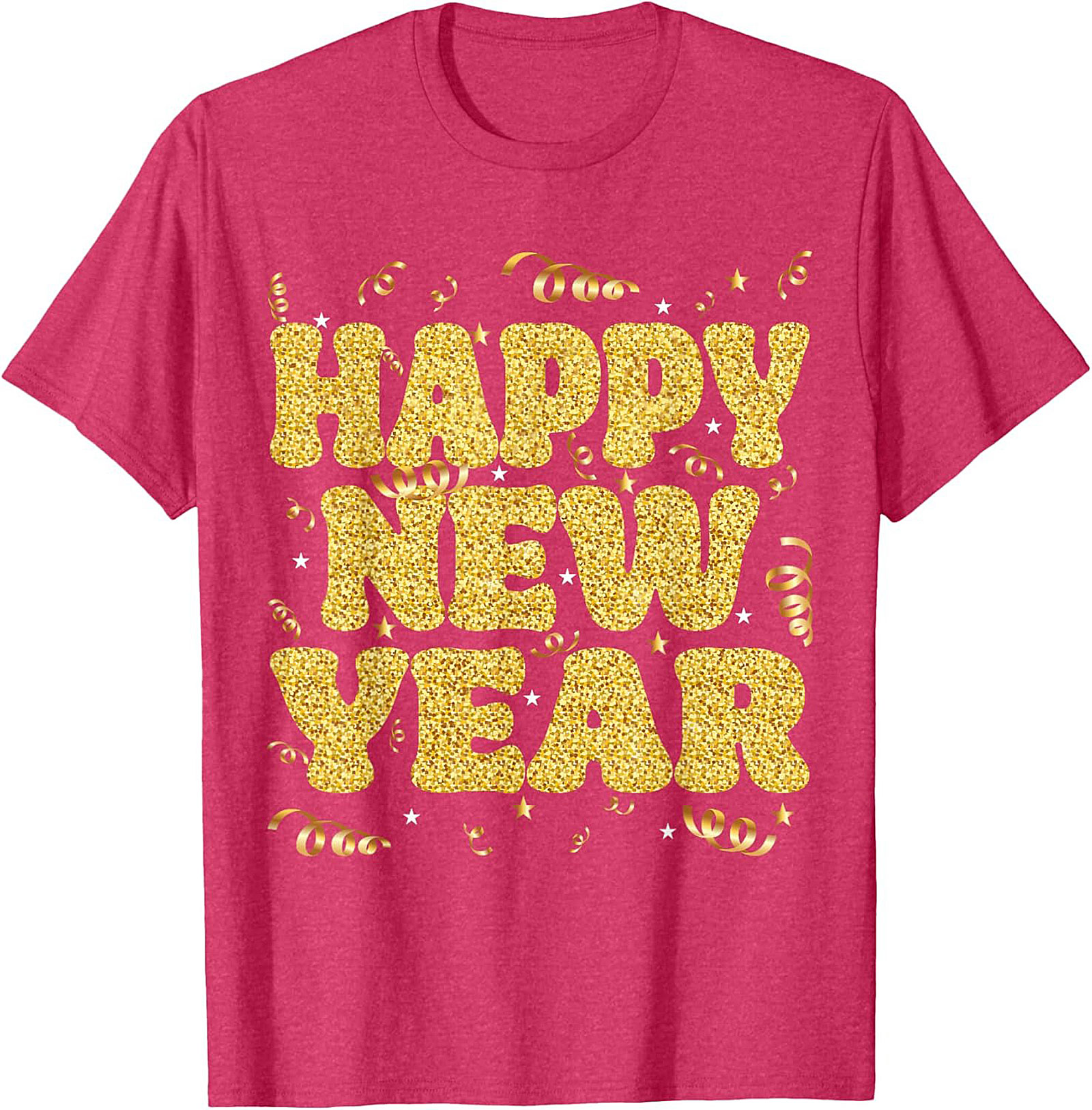 Happy New Year Glitter Graphic Tee Celebration Shirt