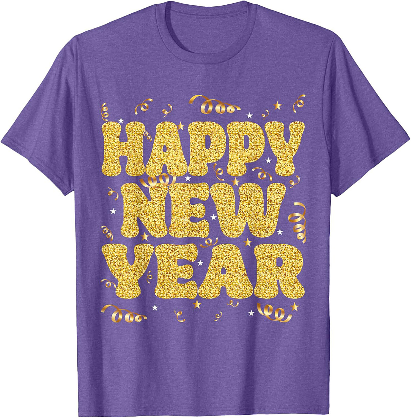 Happy New Year Glitter Graphic Tee Celebration Shirt