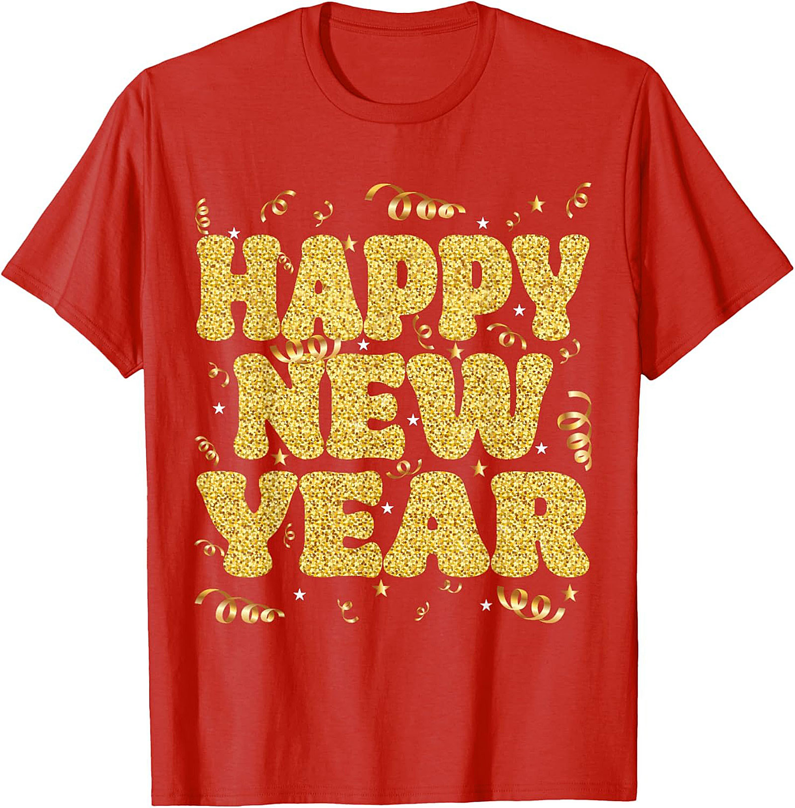 Happy New Year Glitter Graphic Tee Celebration Shirt