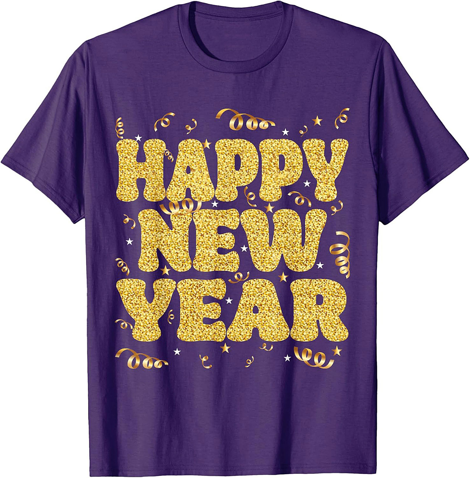 Happy New Year Glitter Graphic Tee Celebration Shirt