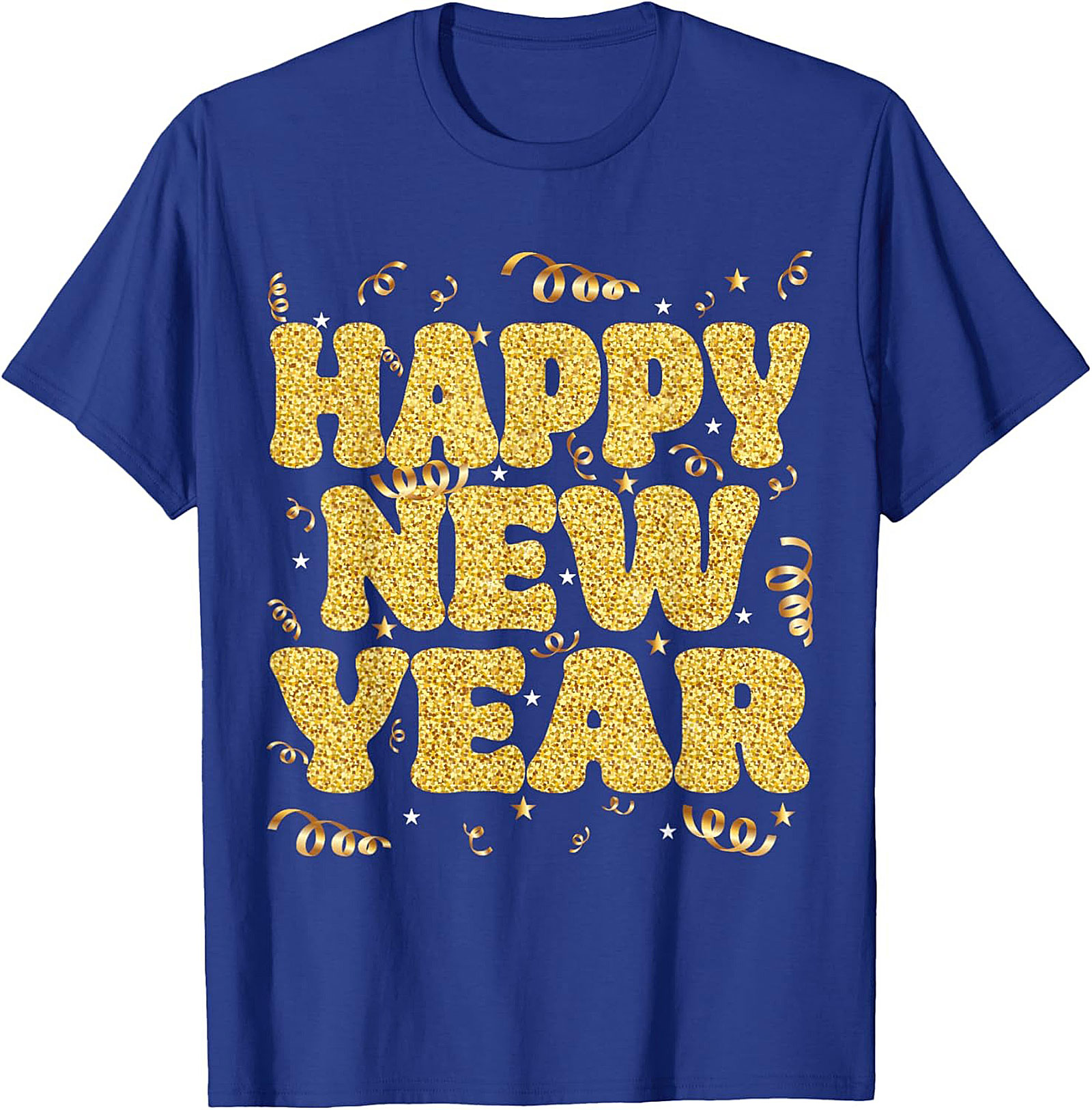 Happy New Year Glitter Graphic Tee Celebration Shirt