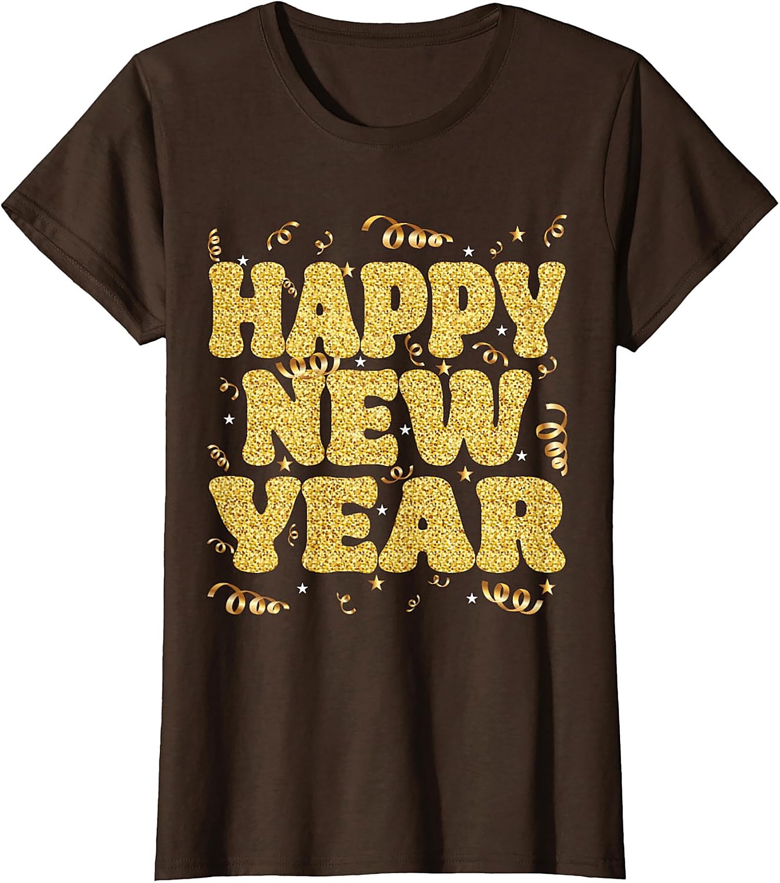Happy New Year Glitter Graphic Tee Celebration Shirt