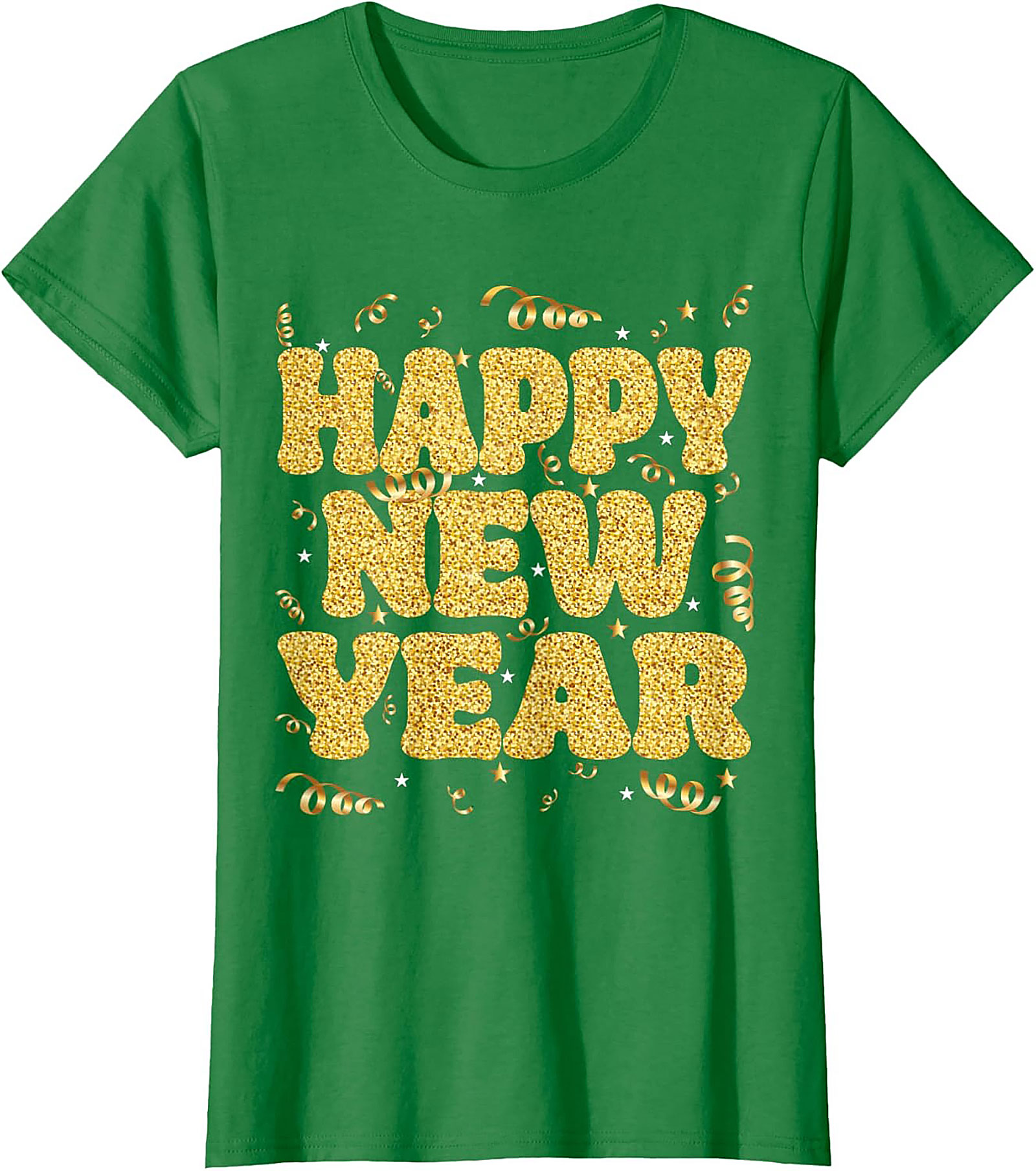 Happy New Year Glitter Graphic Tee Celebration Shirt