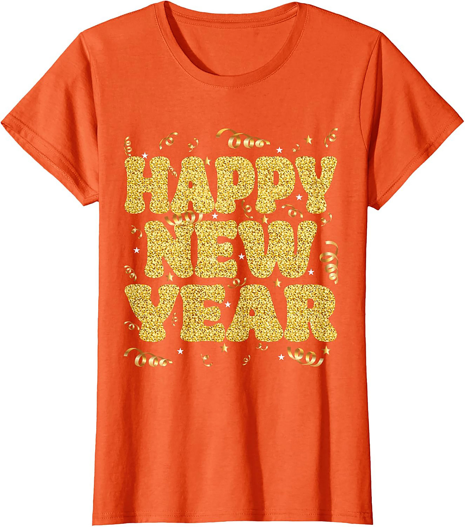 Happy New Year Glitter Graphic Tee Celebration Shirt