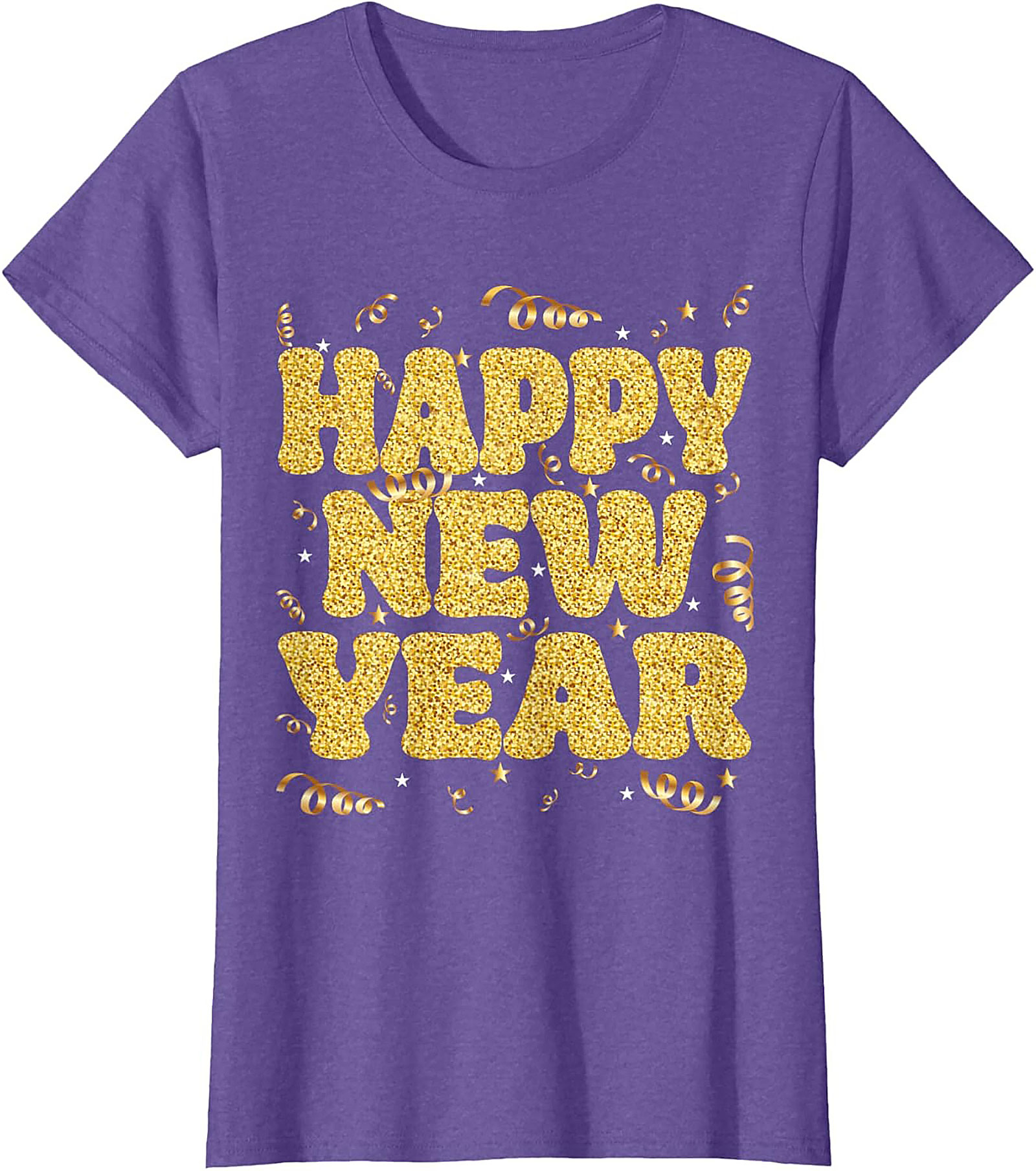 Happy New Year Glitter Graphic Tee Celebration Shirt