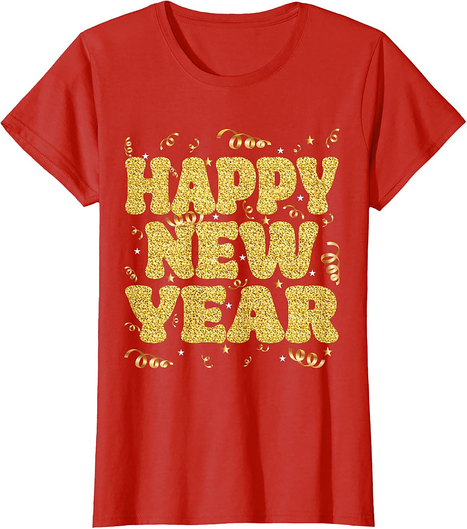Happy New Year Glitter Graphic Tee Celebration Shirt