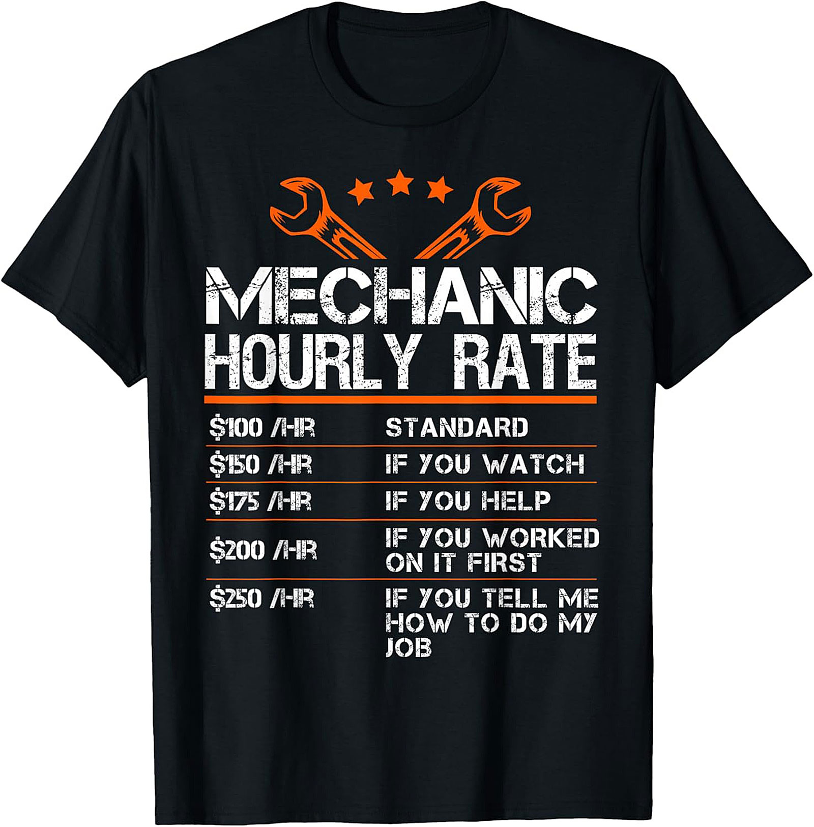 Funny Mechanic Hourly Rate T-Shirt Shop Humor Gift